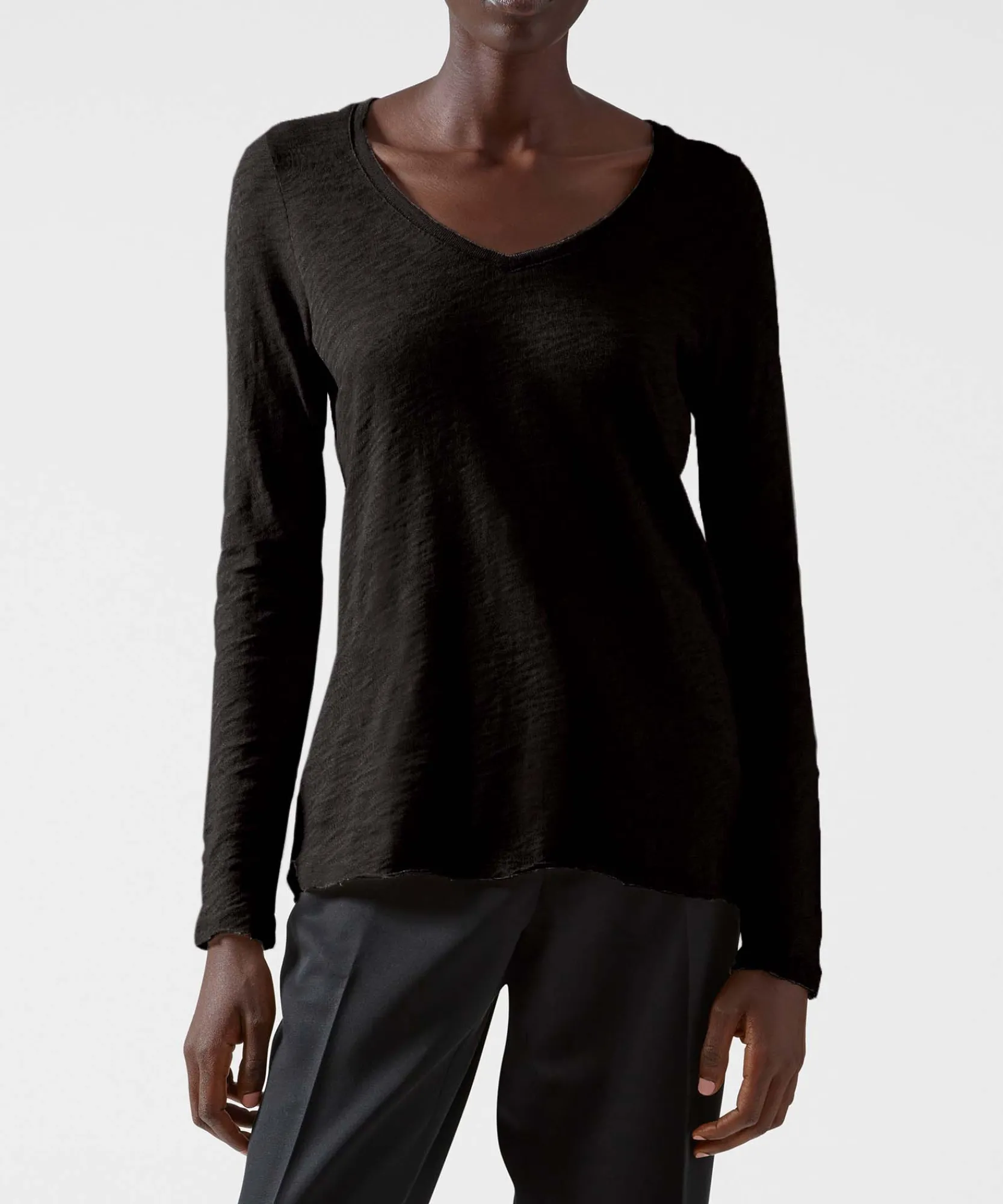 Slub Jersey Long Sleeve V-Neck Tee -|ATM Anthony Thomas Melillo New