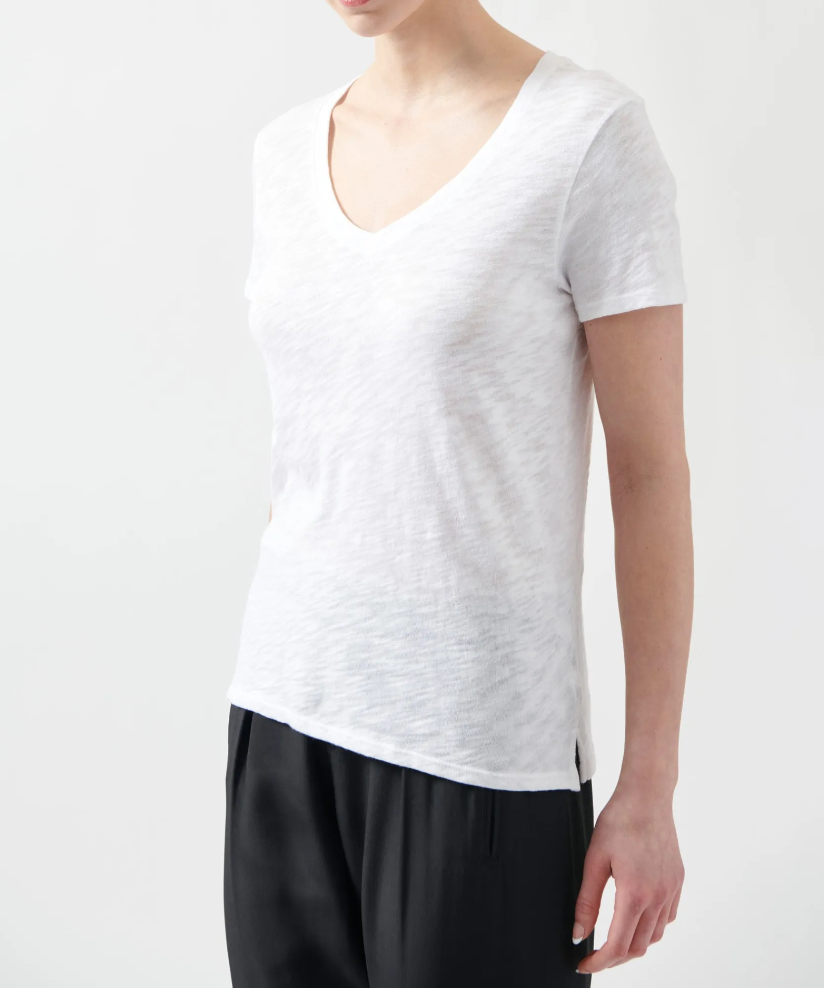 Slub Jersey Schoolboy V-Neck Tee -|ATM Anthony Thomas Melillo Best