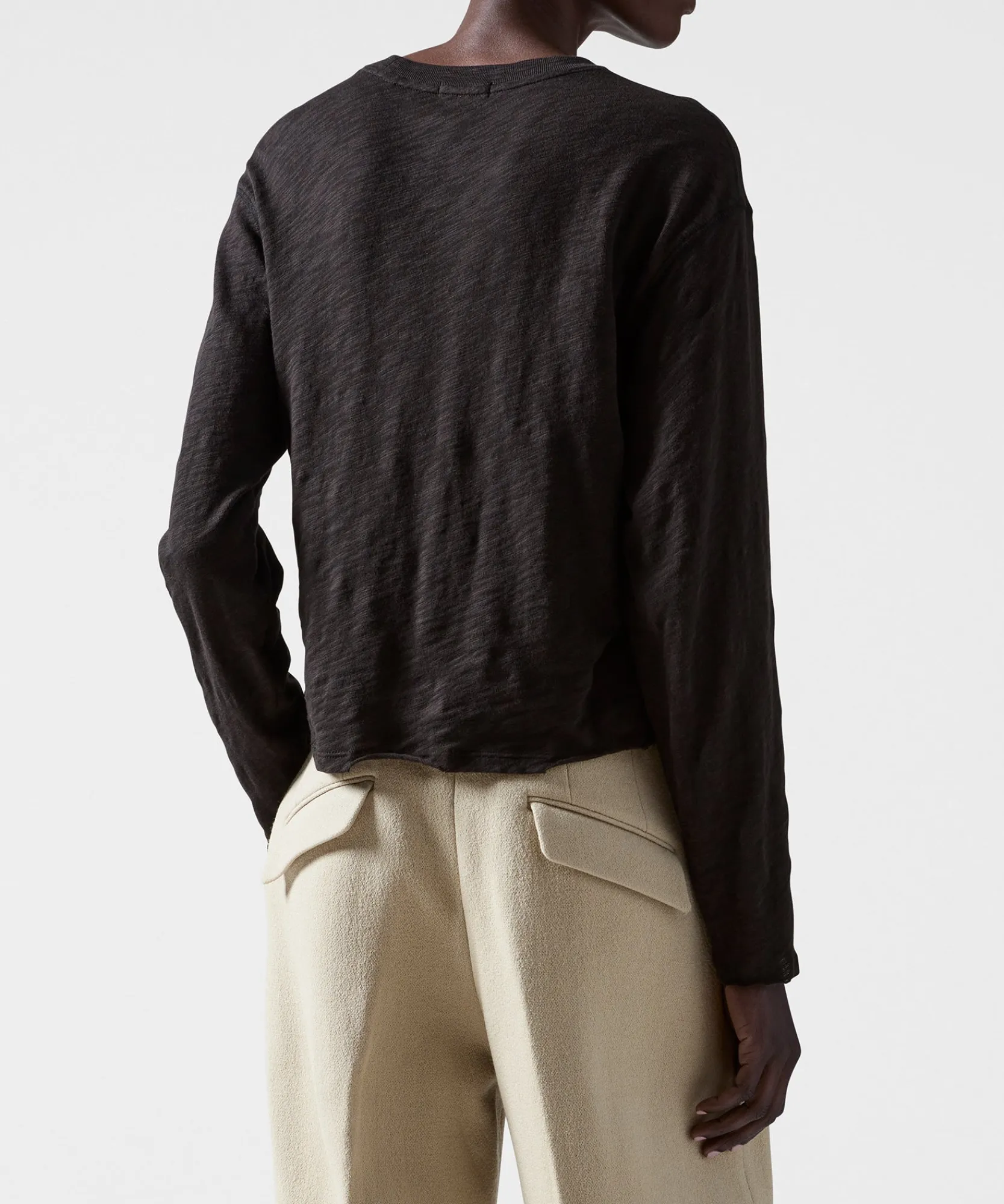 Slub Jersey Long Sleeve Destroyed Wash Crop Tee -|ATM Anthony Thomas Melillo Fashion