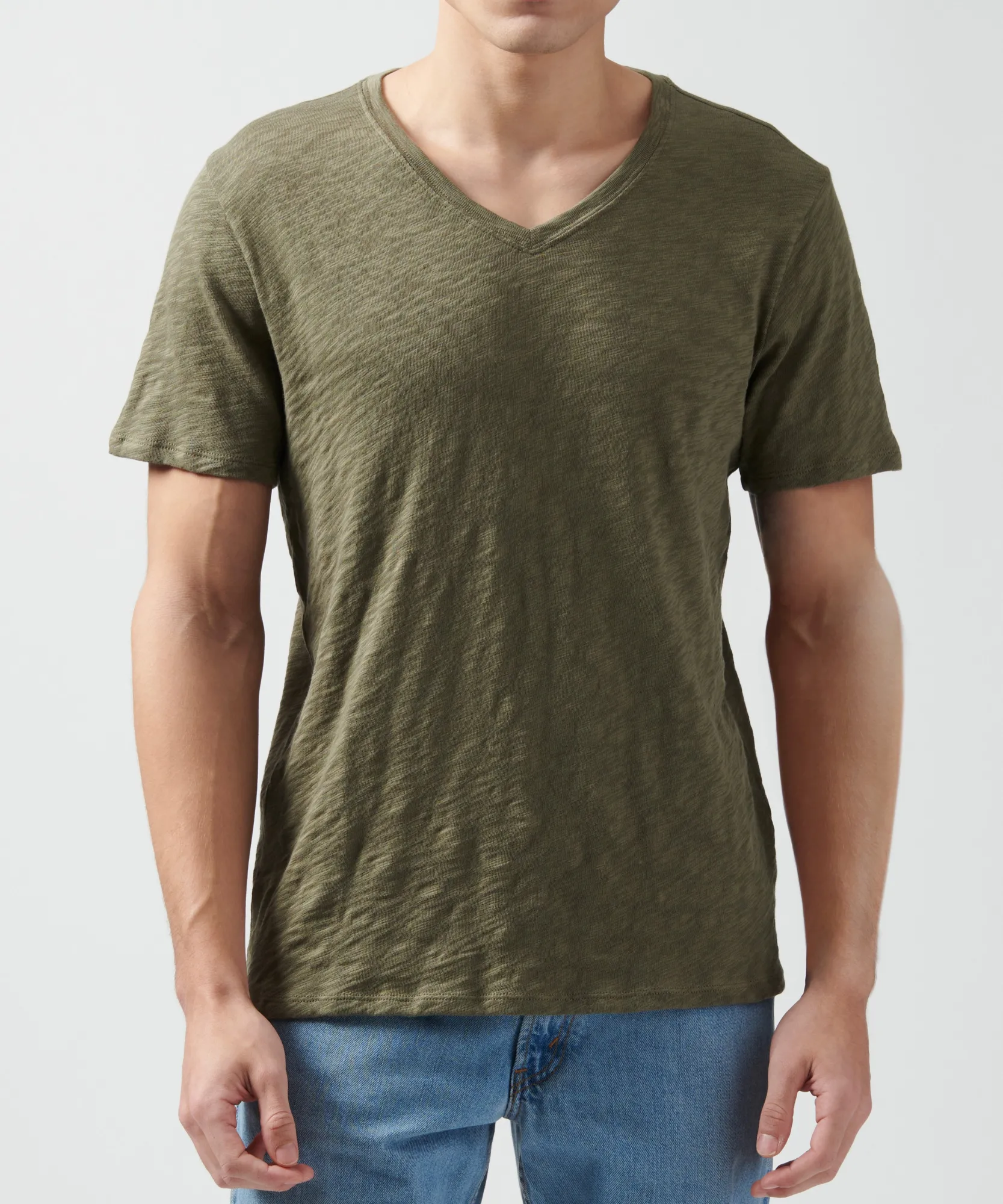 Slub Jersey V-Neck Tee -|ATM Anthony Thomas Melillo Fashion