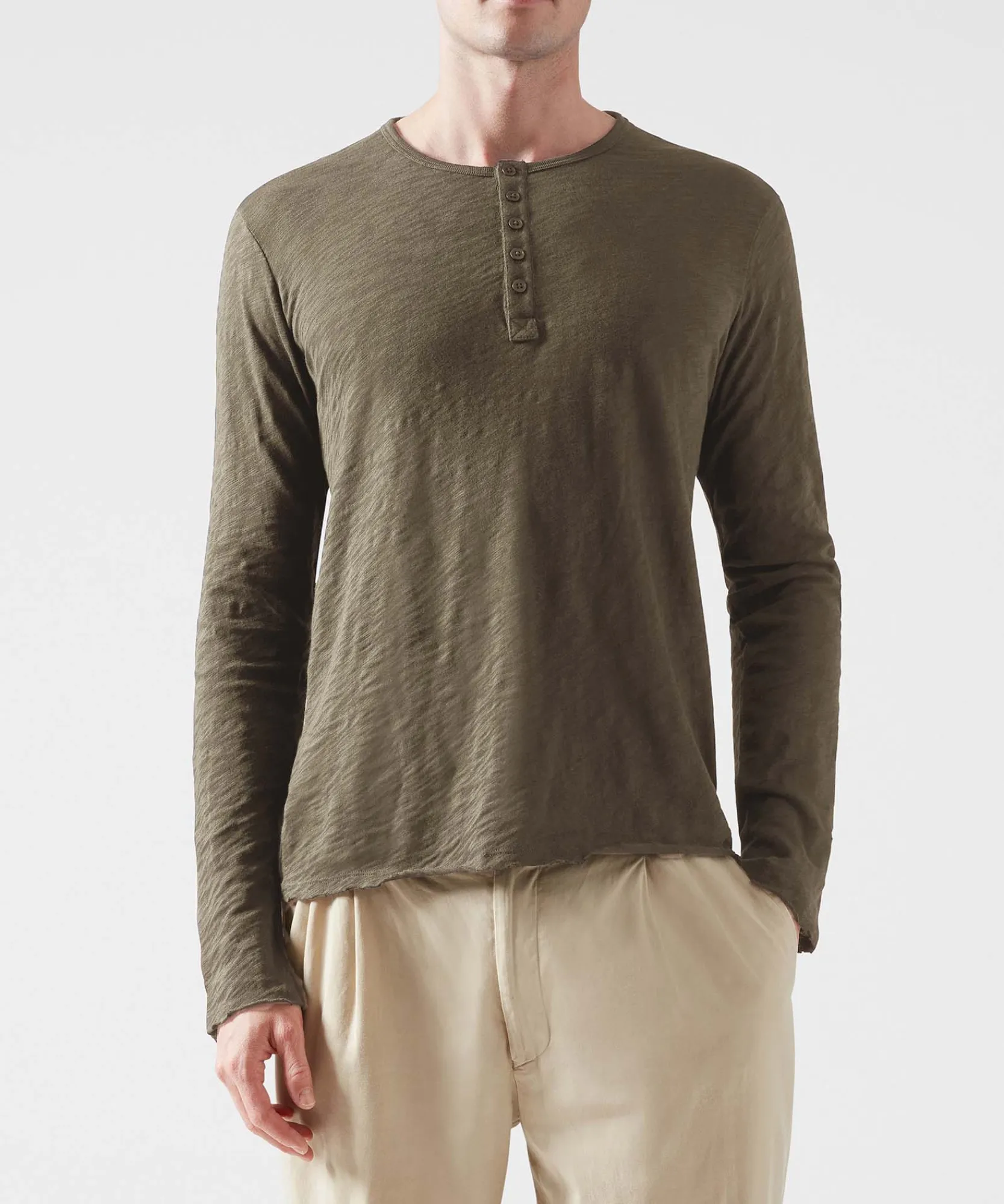 Slub Jersey Destroyed Wash Henley -|ATM Anthony Thomas Melillo Outlet
