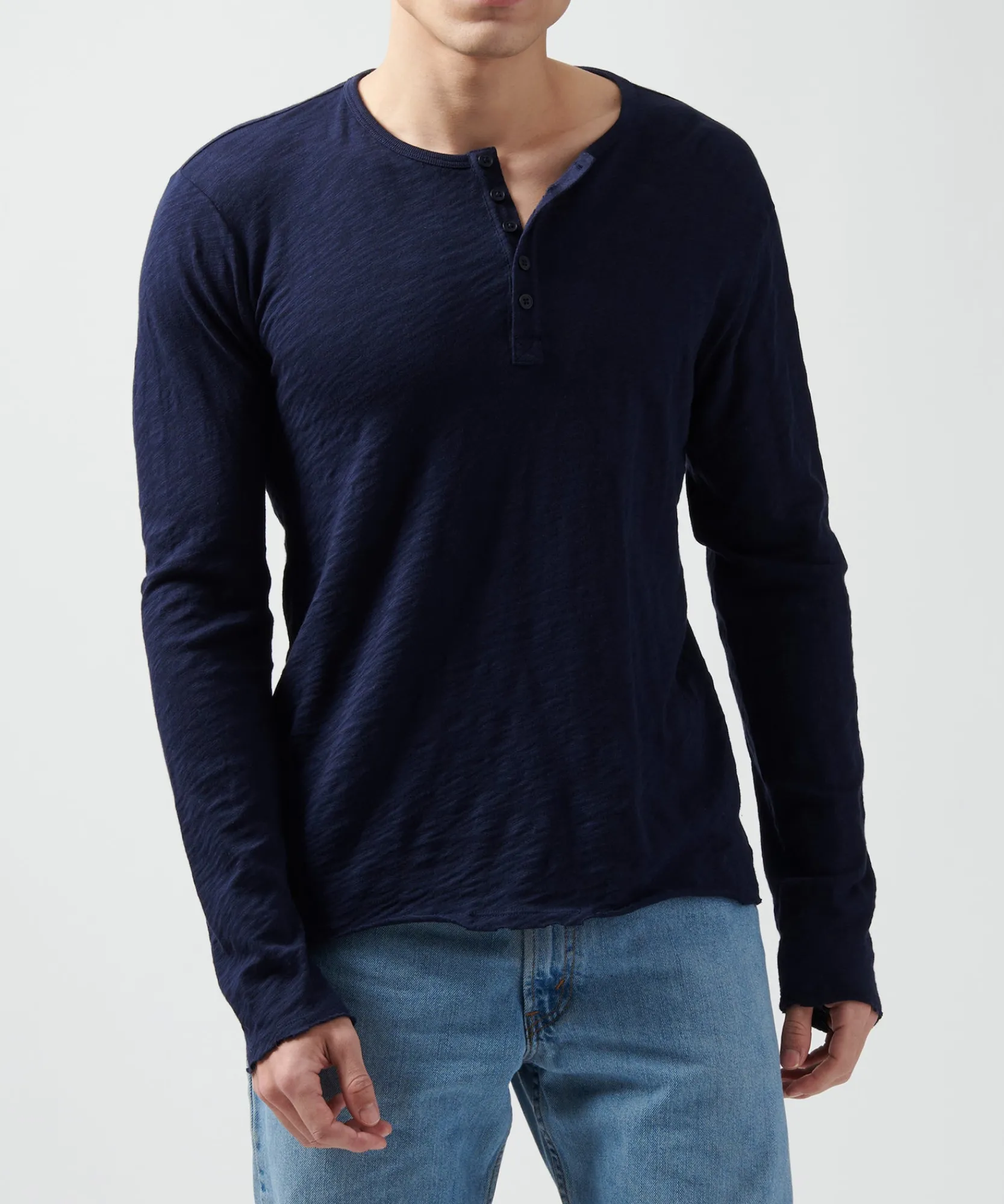Slub Jersey Destroyed Wash Henley -|ATM Anthony Thomas Melillo Hot