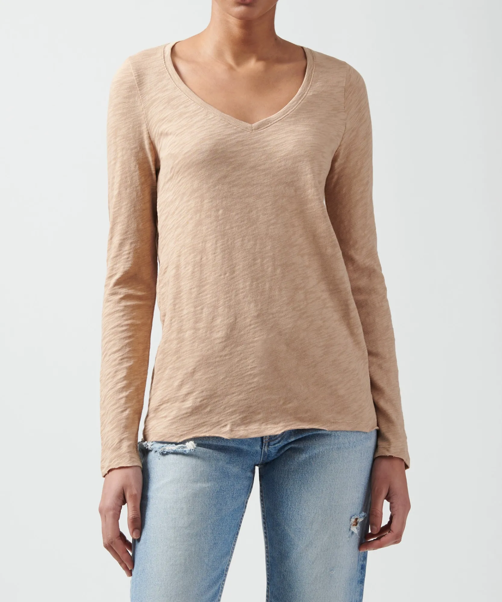 Slub Jersey Long Sleeve V-Neck Tee -|ATM Anthony Thomas Melillo Outlet