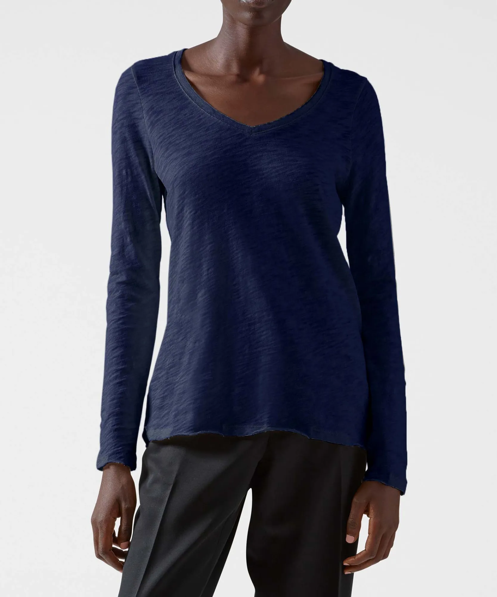 Slub Jersey Long Sleeve V-Neck Tee -|ATM Anthony Thomas Melillo Sale