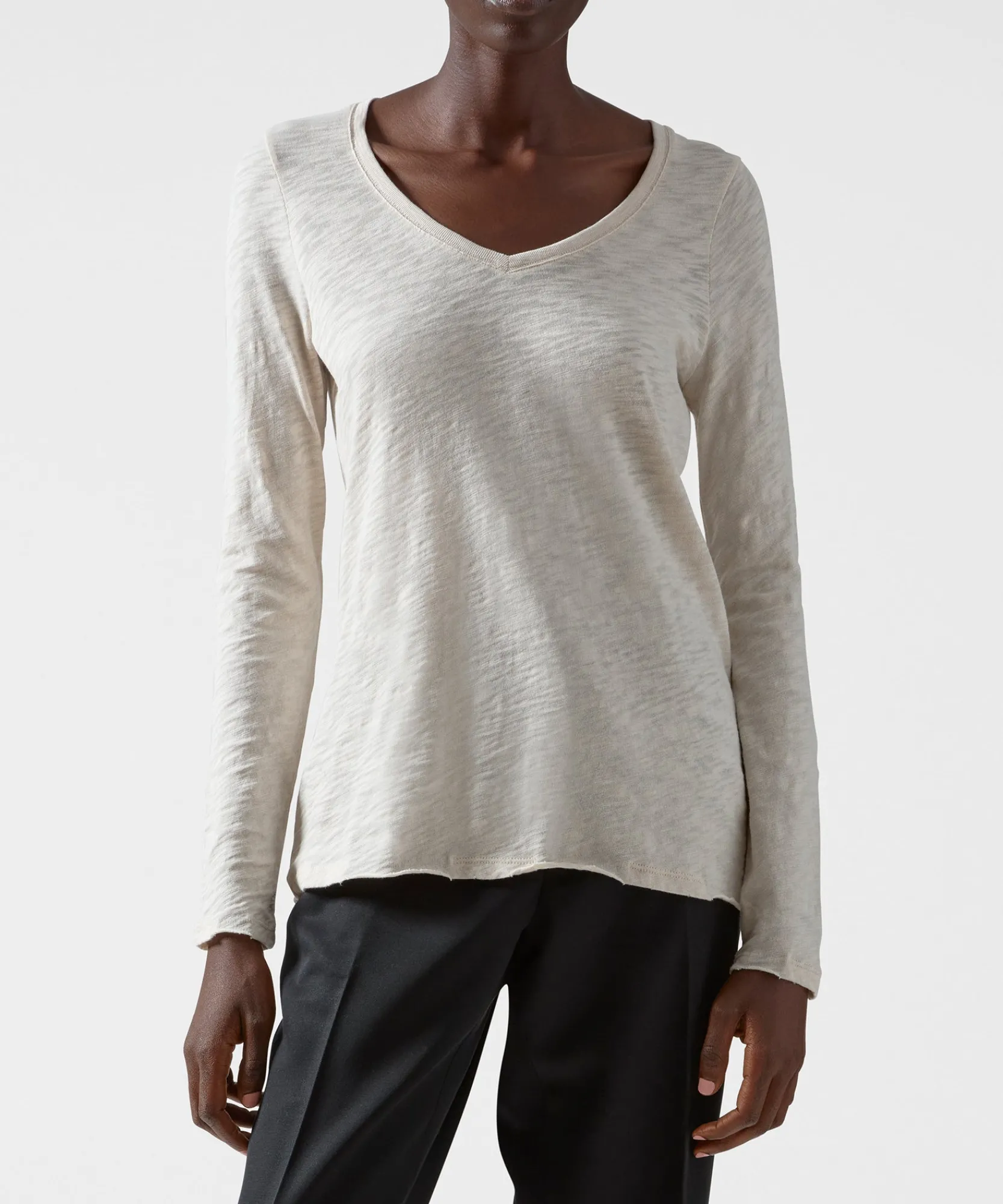 Slub Jersey Long Sleeve V-Neck Tee -|ATM Anthony Thomas Melillo Clearance