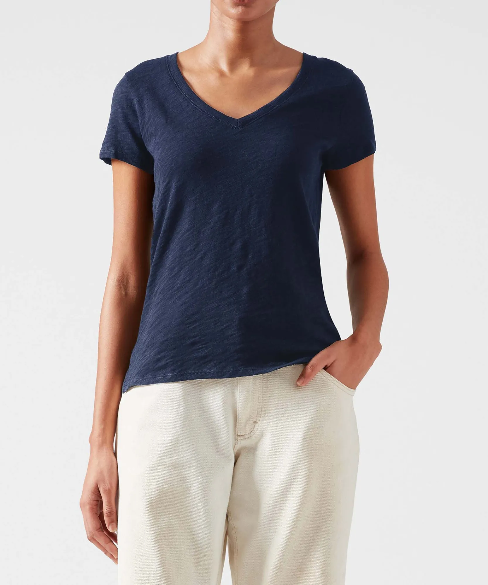 Slub Jersey Schoolboy V-Neck Tee -|ATM Anthony Thomas Melillo Discount