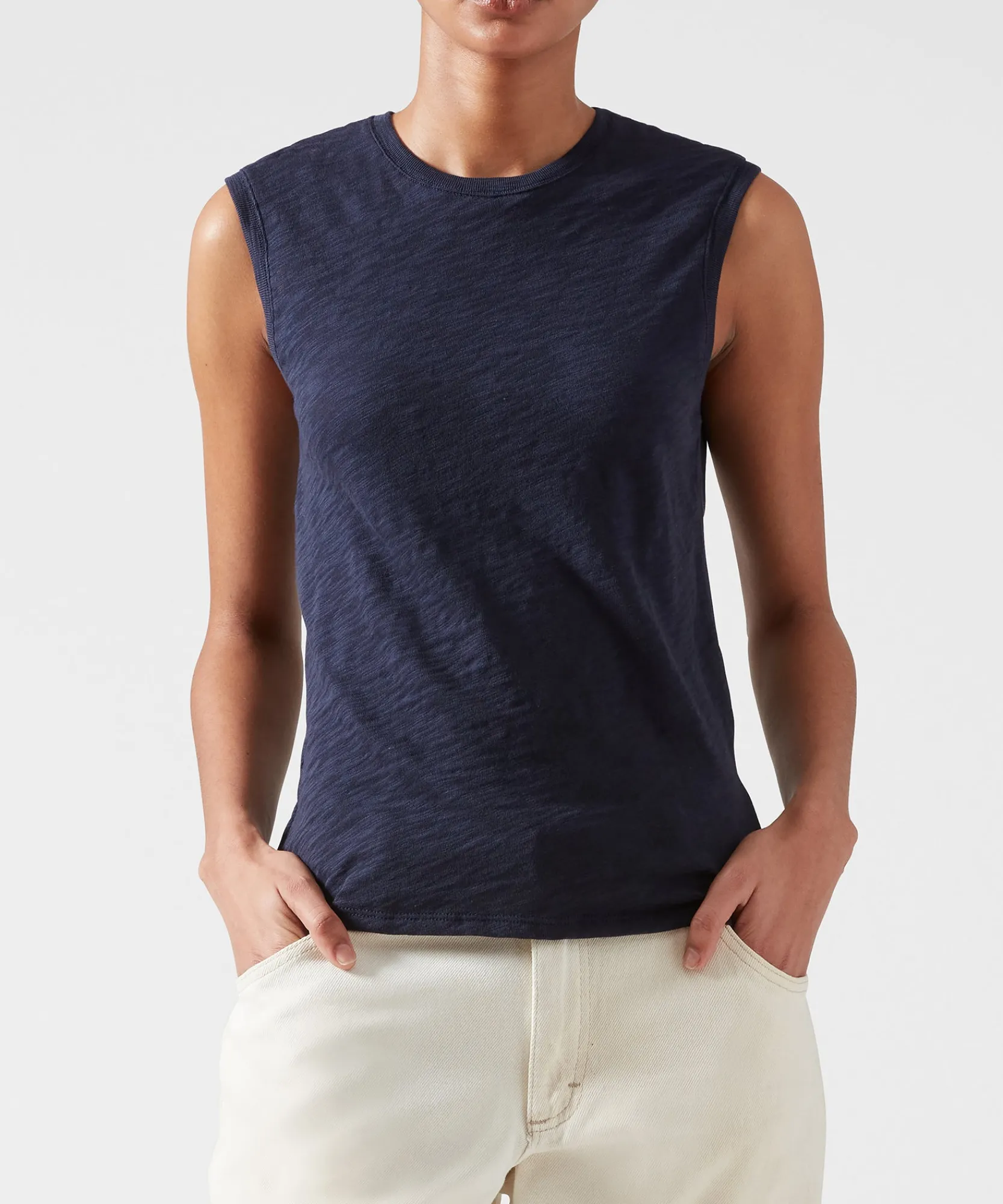 Slub Jersey Sleeveless Schoolboy Tee -|ATM Anthony Thomas Melillo Outlet