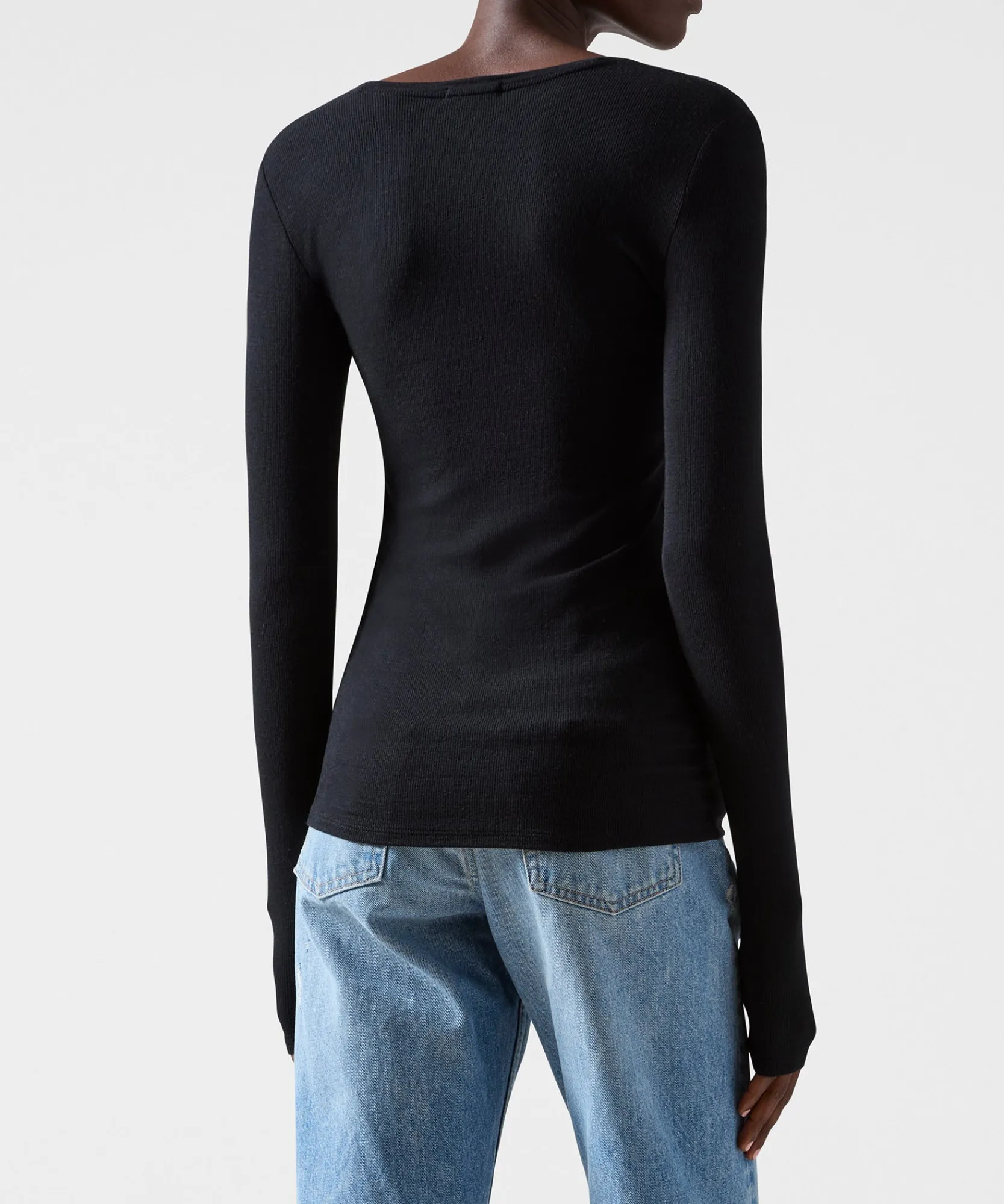 Modal Rib Long Sleeve V-Neck Tee -|ATM Anthony Thomas Melillo Discount