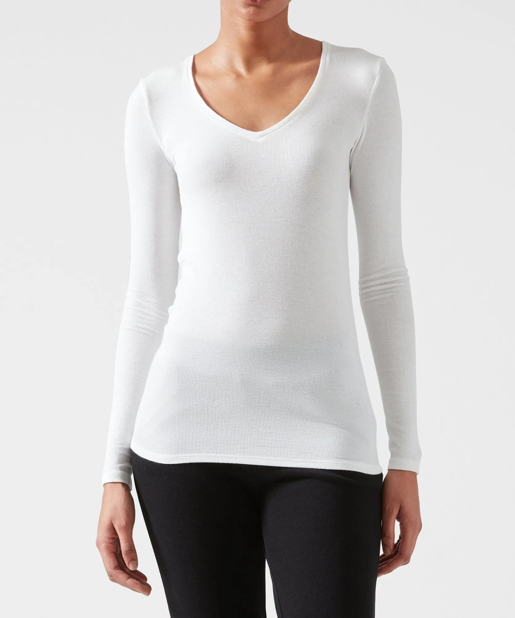 Modal Rib Long Sleeve V-Neck Tee -|ATM Anthony Thomas Melillo Best