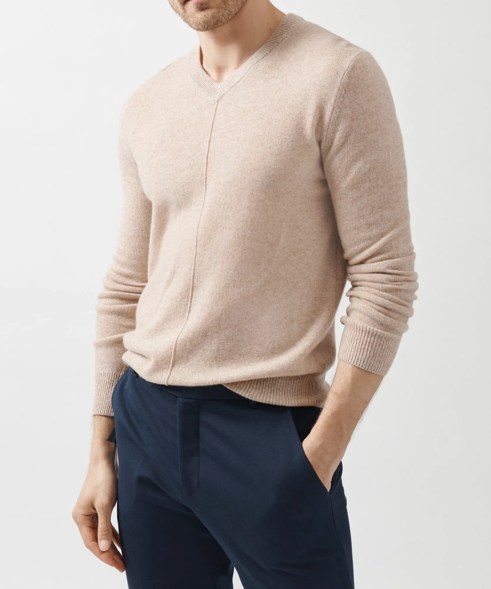 Recycled Cashmere Exposed Seam V-Neck Sweater -|ATM Anthony Thomas Melillo Discount