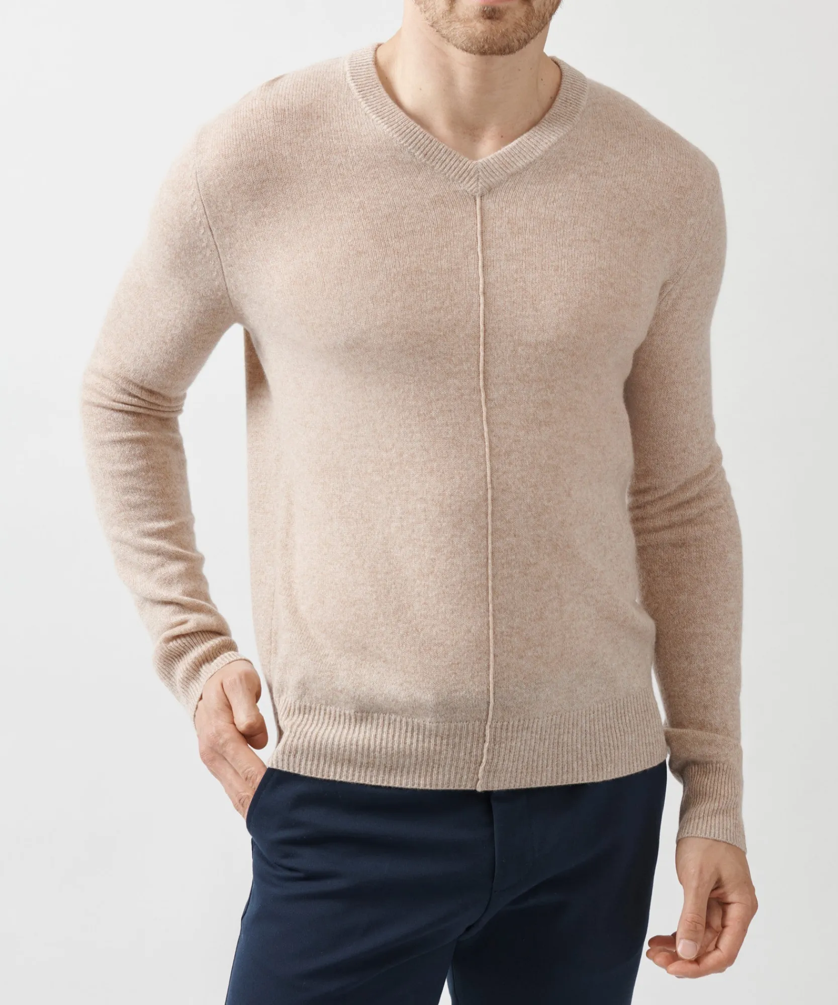 Recycled Cashmere Exposed Seam V-Neck Sweater -|ATM Anthony Thomas Melillo Discount