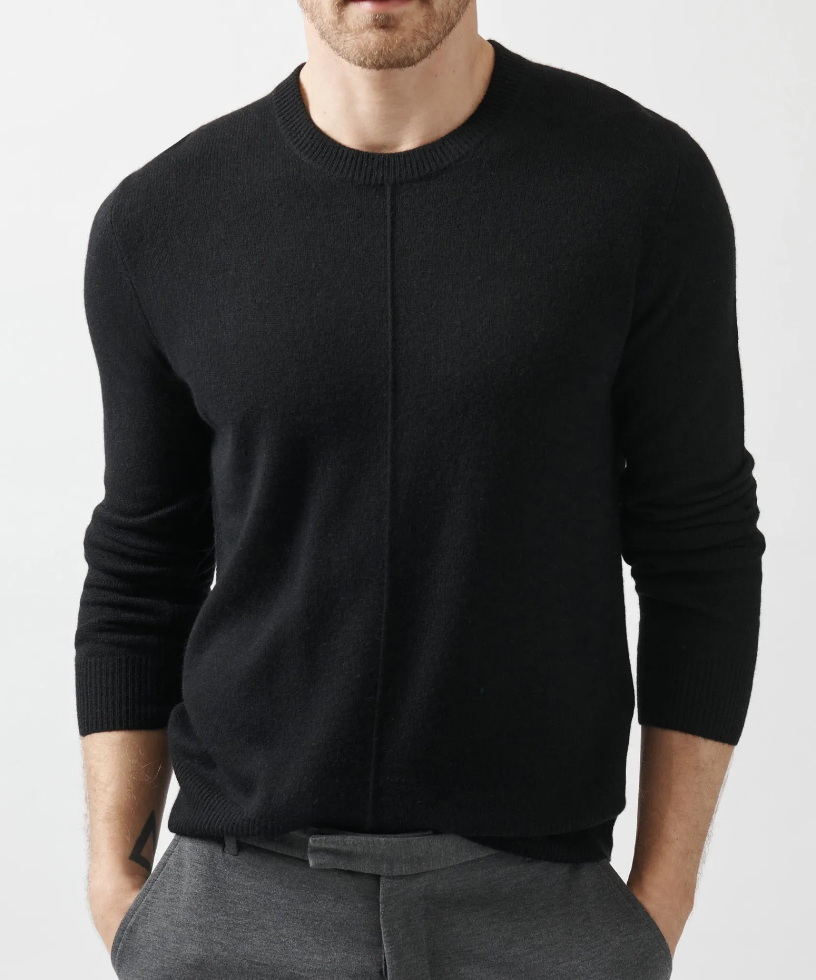 Recycled Cashmere Exposed Seam Crew Neck Sweater -|ATM Anthony Thomas Melillo Clearance