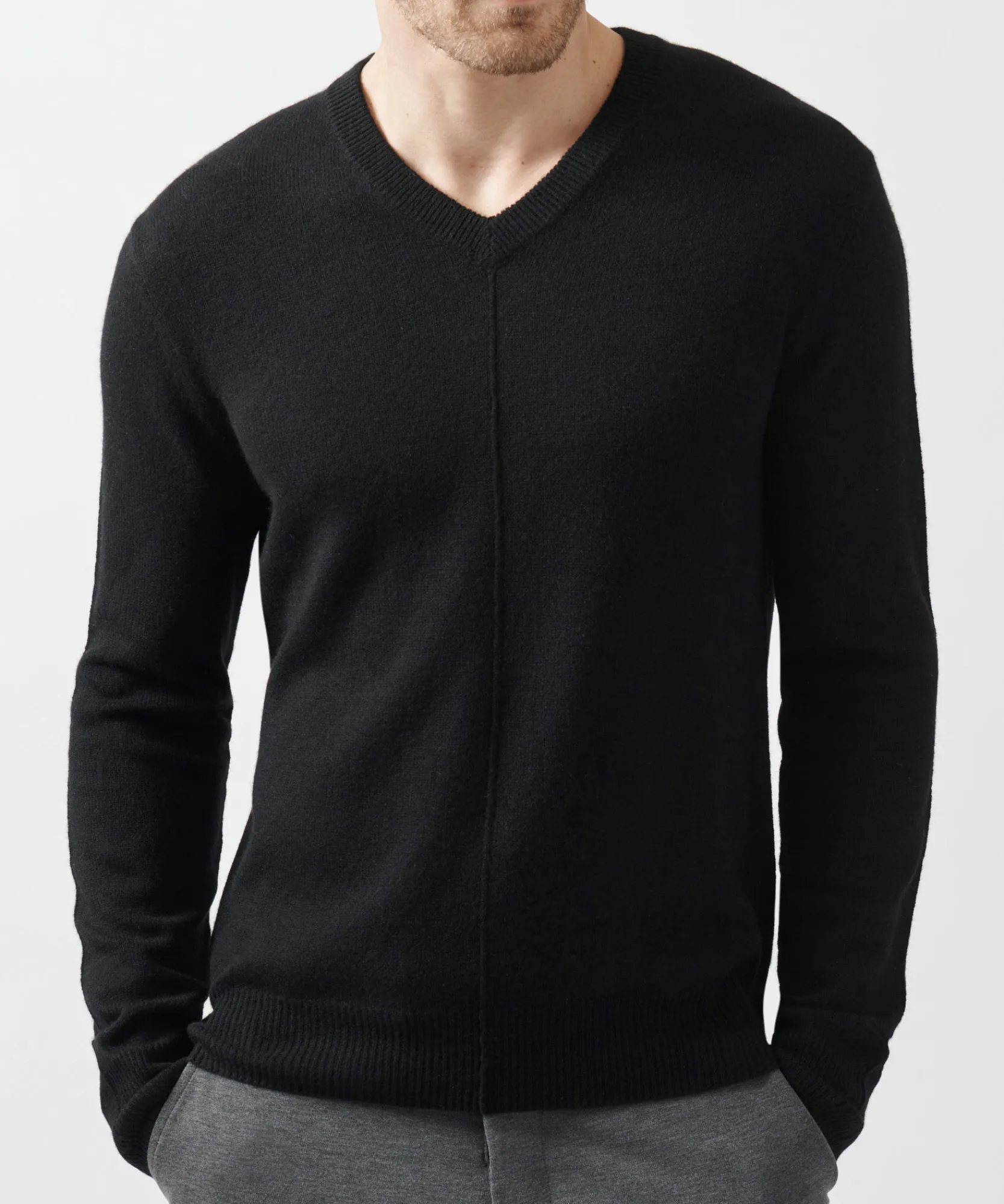 Recycled Cashmere Exposed Seam V-Neck Sweater -|ATM Anthony Thomas Melillo Fashion