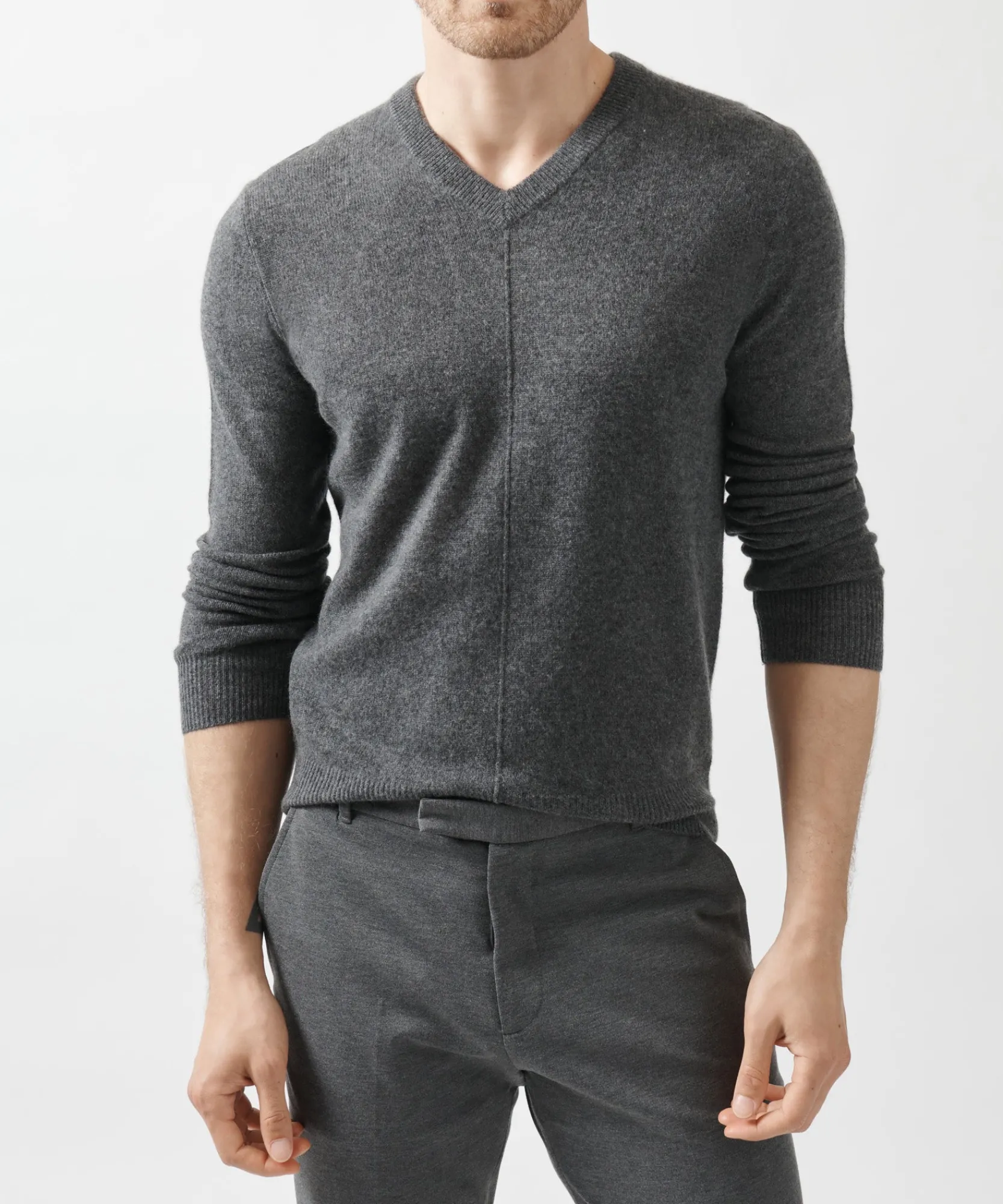 Recycled Cashmere Exposed Seam V-Neck Sweater -|ATM Anthony Thomas Melillo Sale