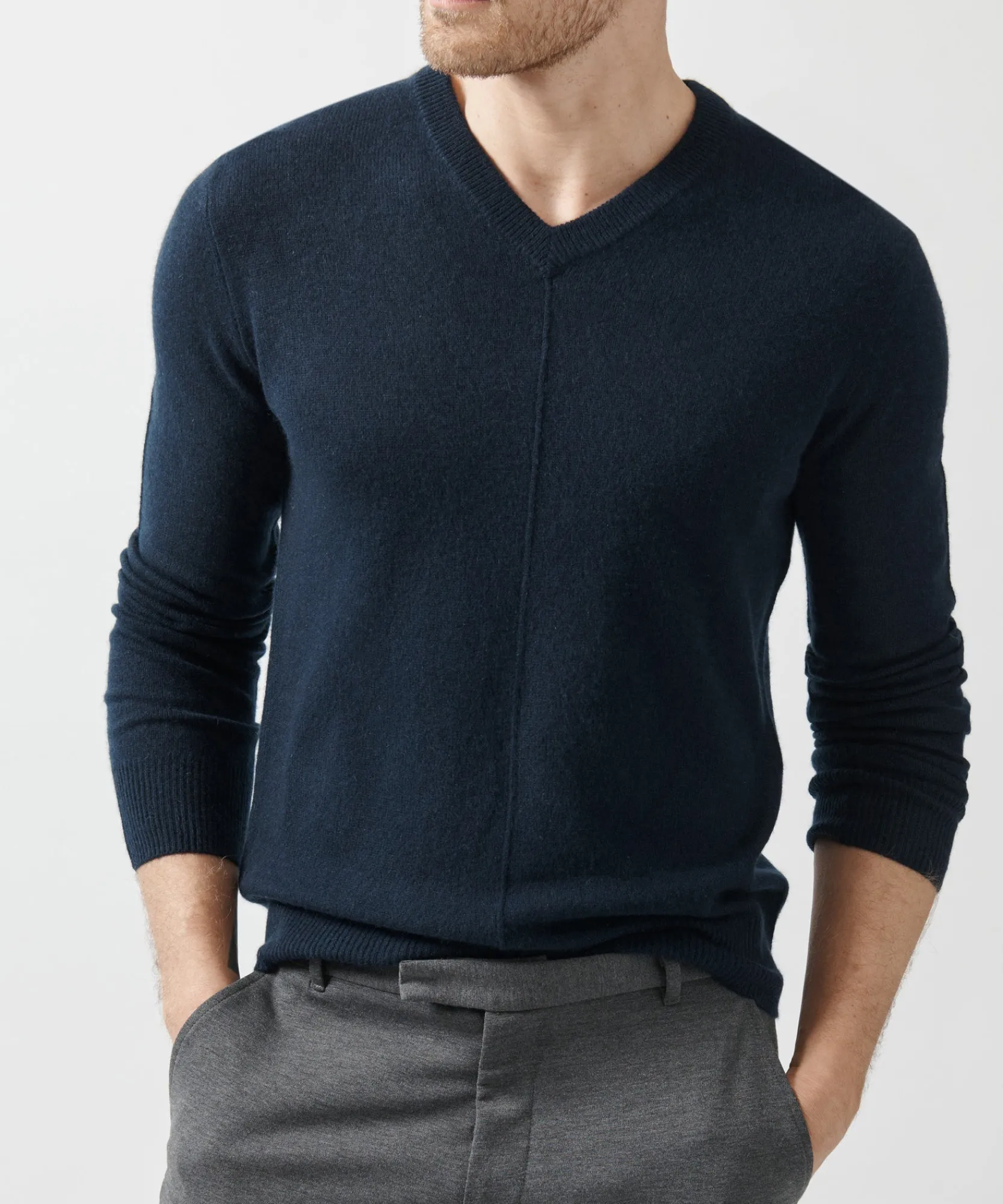 Recycled Cashmere Exposed Seam V-Neck Sweater -|ATM Anthony Thomas Melillo Discount