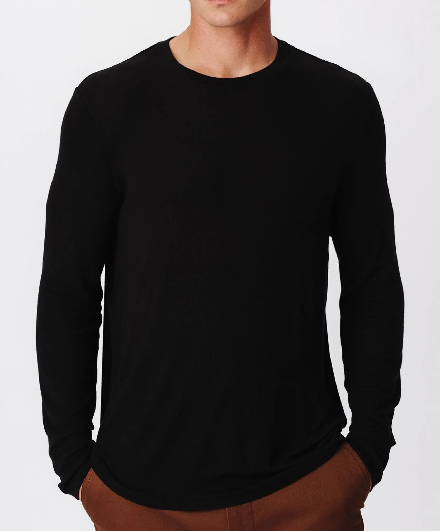 Modal Rib Oversized Long Sleeve Crew Neck Tee -|ATM Anthony Thomas Melillo Clearance