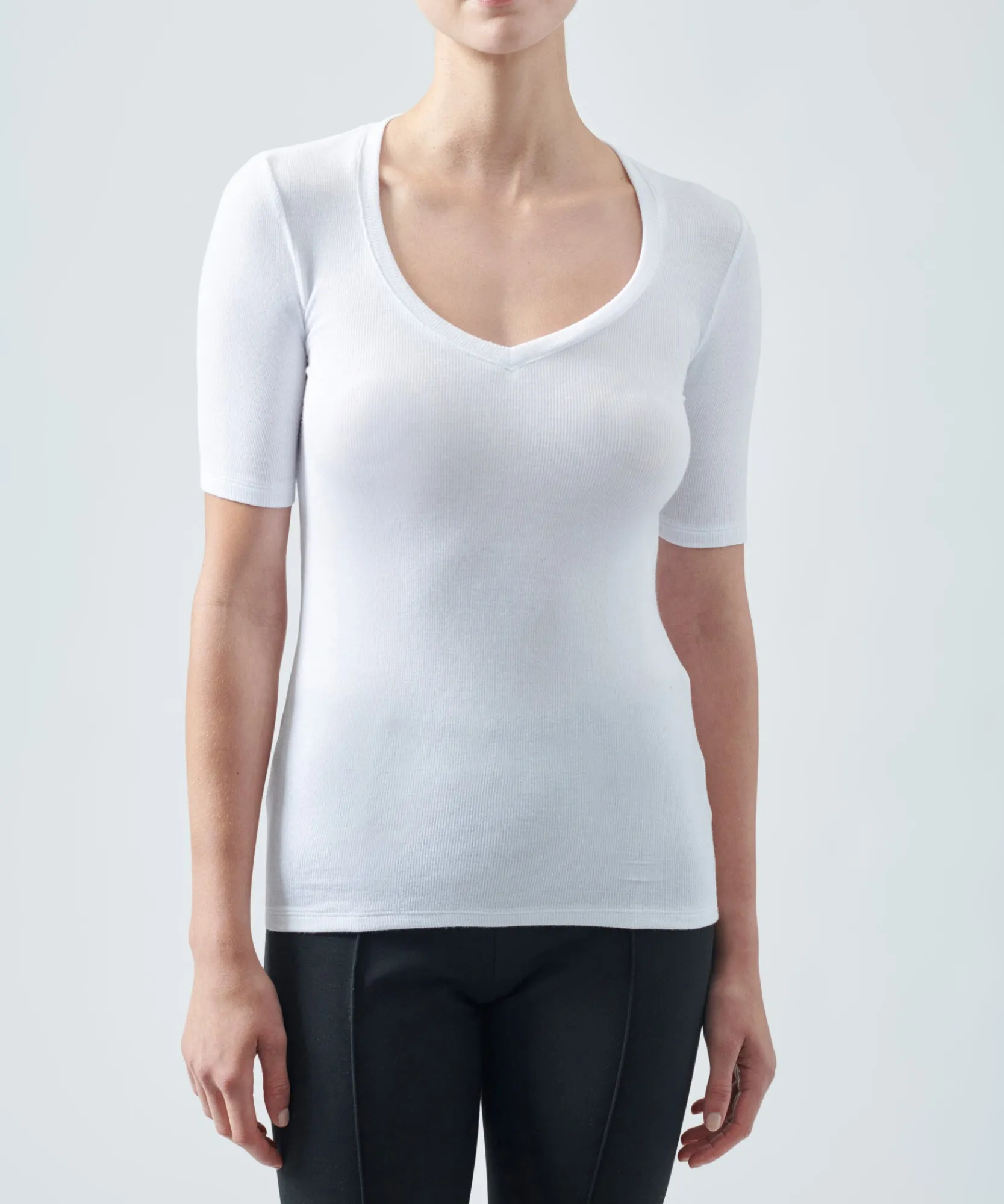 Modal Rib Short Sleeve V-Neck Tee -|ATM Anthony Thomas Melillo New