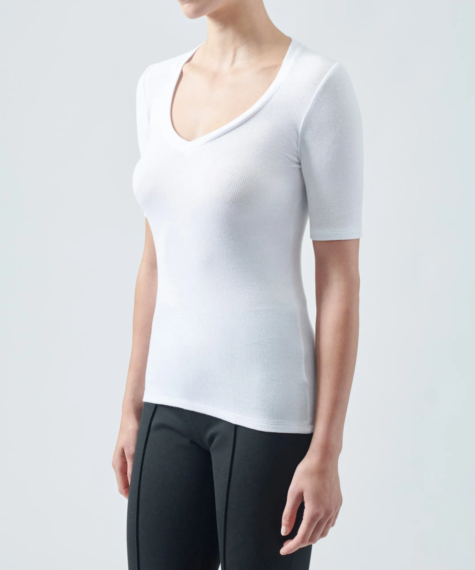 Modal Rib Short Sleeve V-Neck Tee -|ATM Anthony Thomas Melillo New