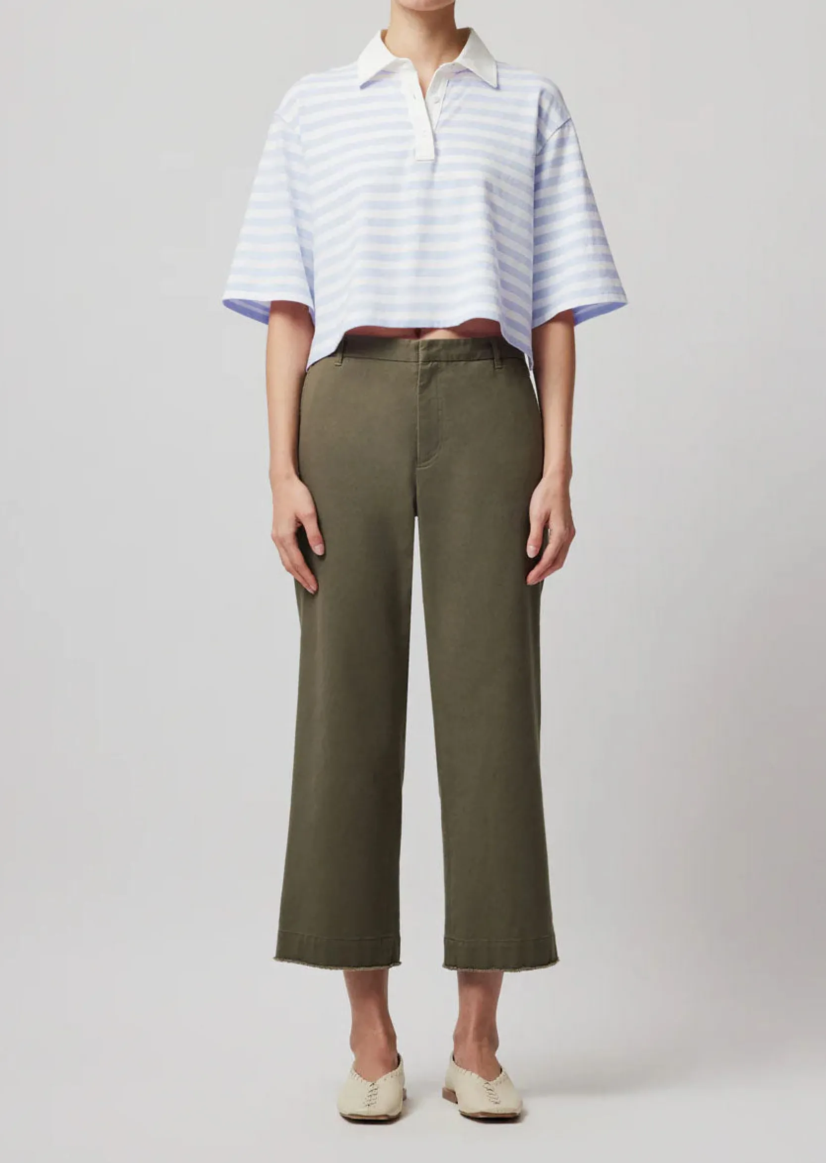 Heavyweight Jersey With Stripe Short Sleeve Polo -|ATM Anthony Thomas Melillo Hot