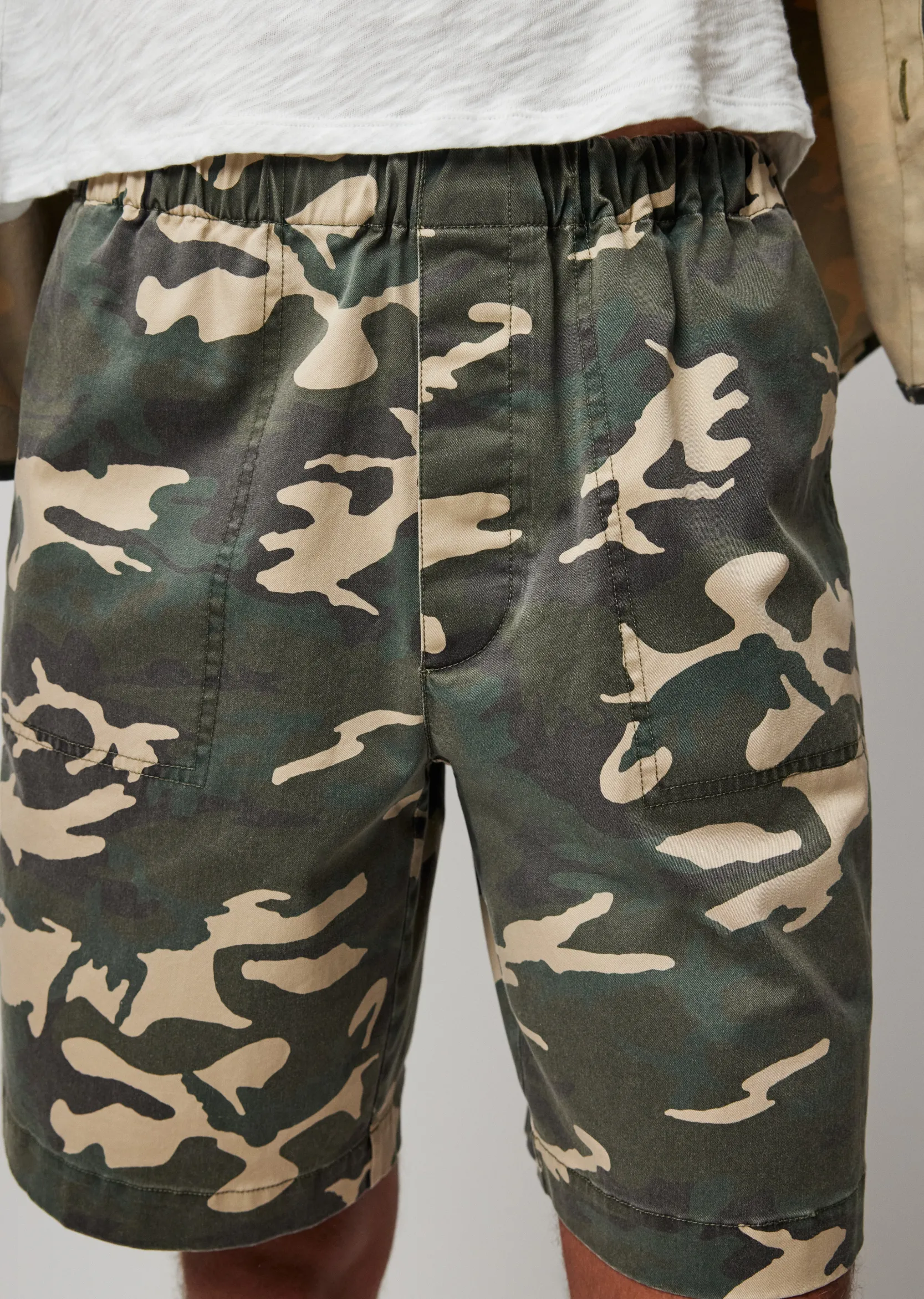 Cotton Twill With Camo Print Shorts -|ATM Anthony Thomas Melillo Online