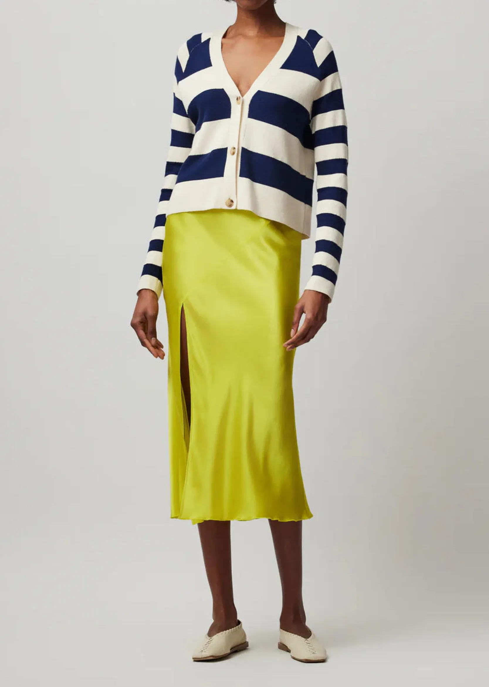 Silk Charmeuse Slit Detail Midi Skirt -|ATM Anthony Thomas Melillo Sale