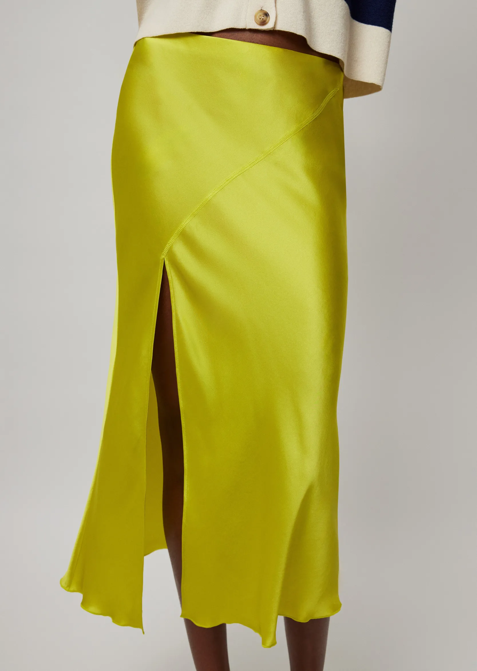 Silk Charmeuse Slit Detail Midi Skirt -|ATM Anthony Thomas Melillo Sale