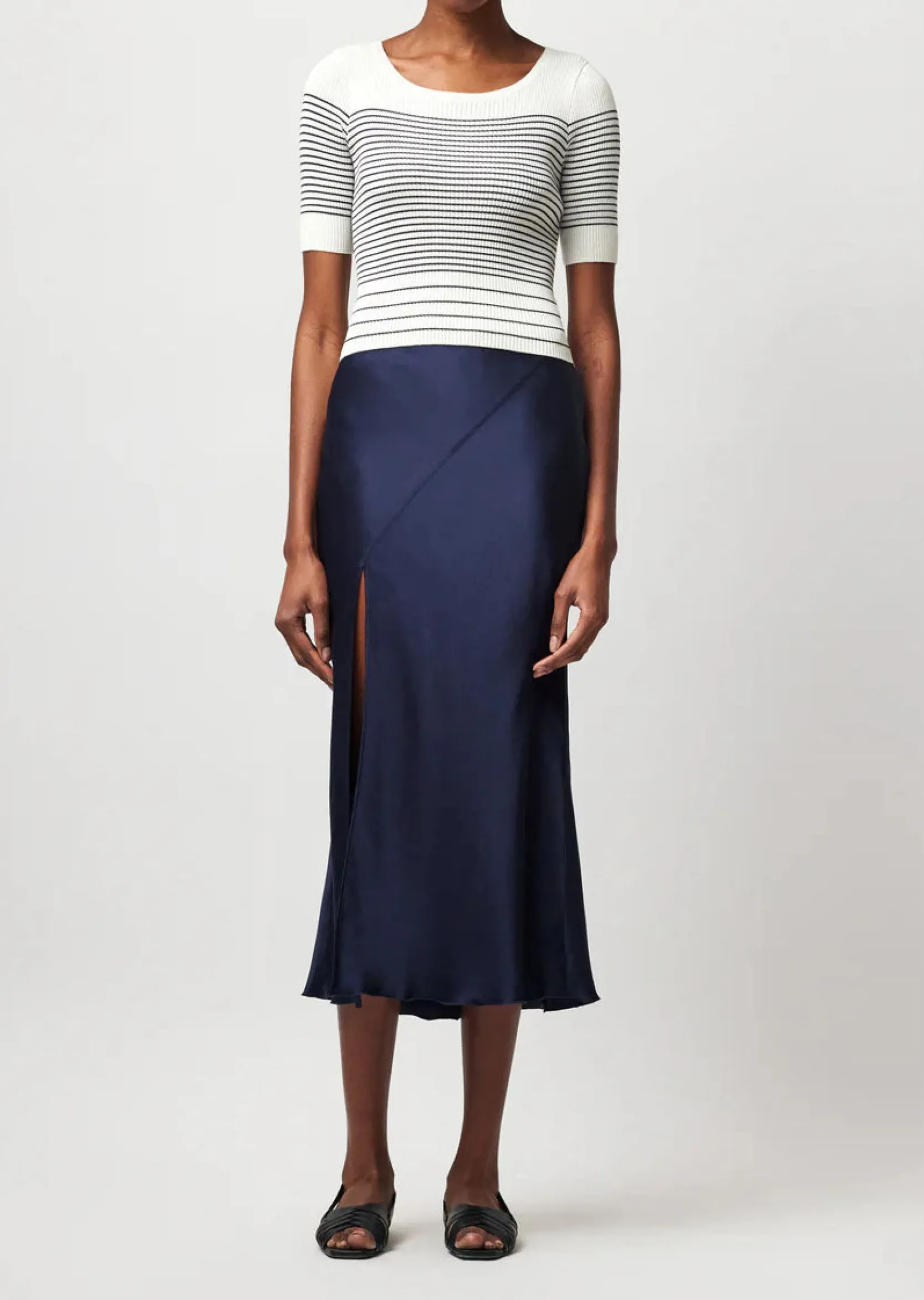 Silk Charmeuse Slit Detail Midi Skirt -|ATM Anthony Thomas Melillo Discount