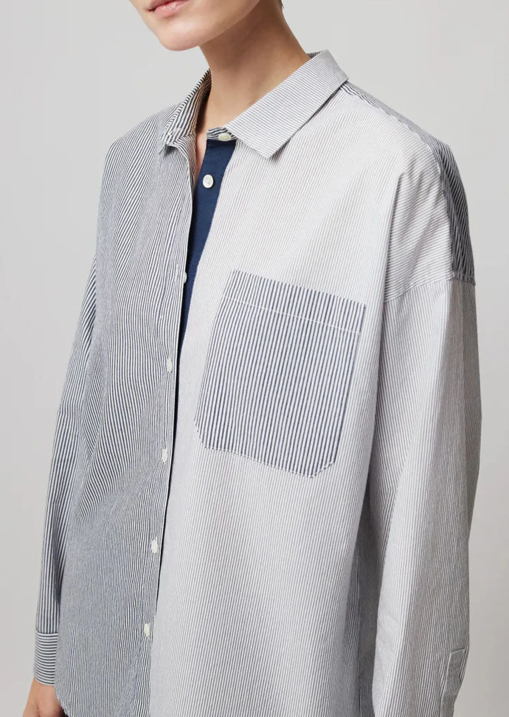 Mixed Stripe Shirting Boyfriend Shirt -|ATM Anthony Thomas Melillo Clearance