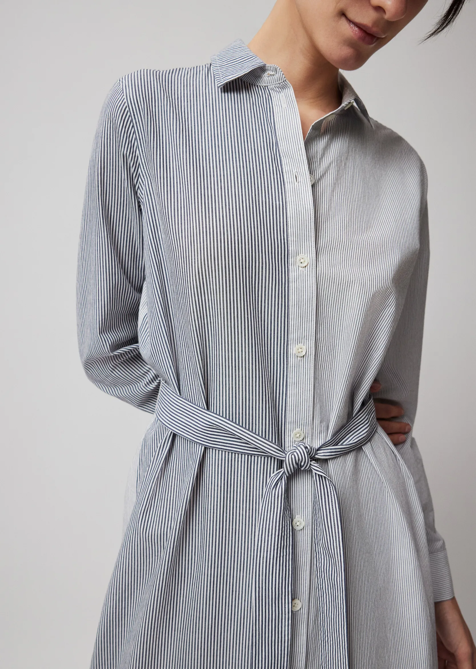Mixed Stripe Shirting Belted Shirt Dress -|ATM Anthony Thomas Melillo New