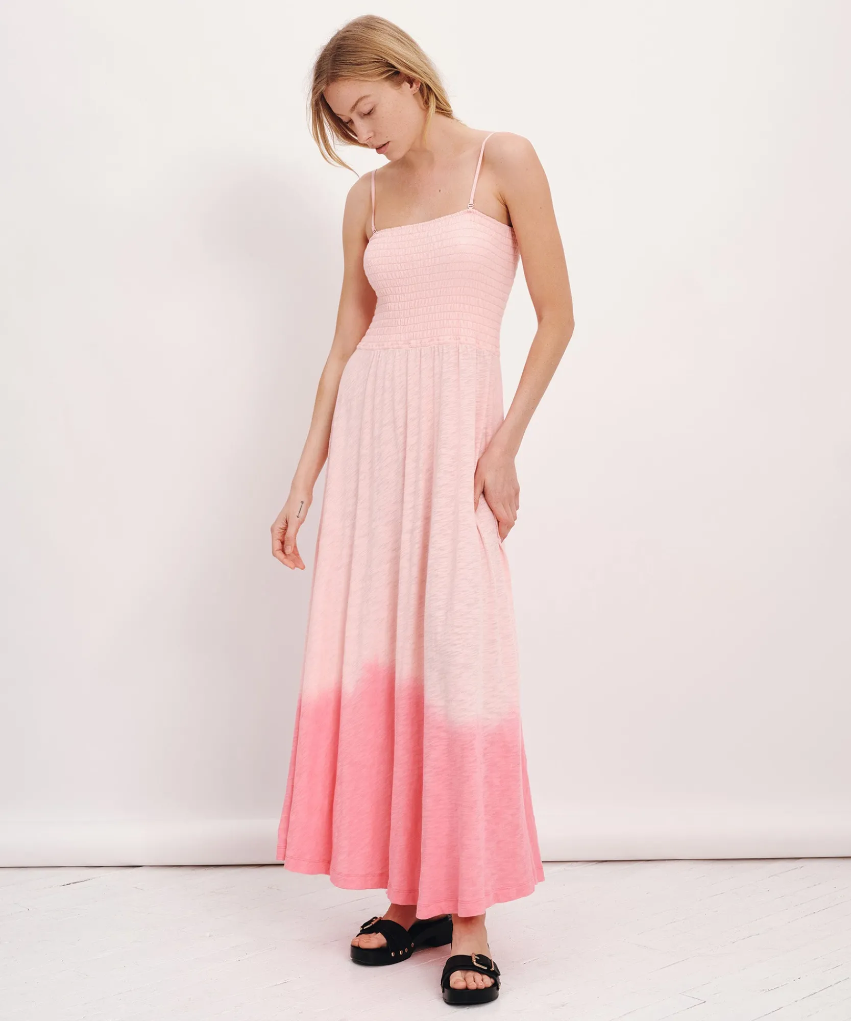 Slub Jersey With Tonal Dip Smocked Dress -|ATM Anthony Thomas Melillo Online