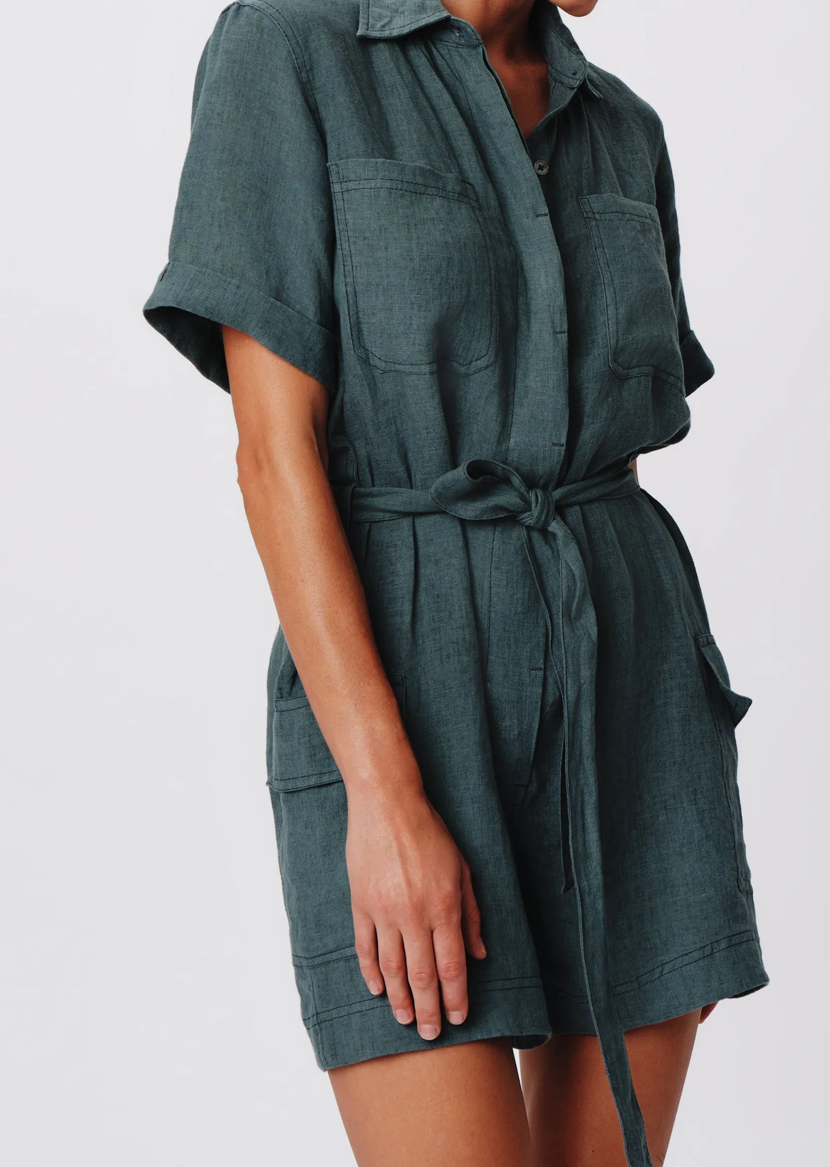 Linen With Wash Romper -|ATM Anthony Thomas Melillo Sale