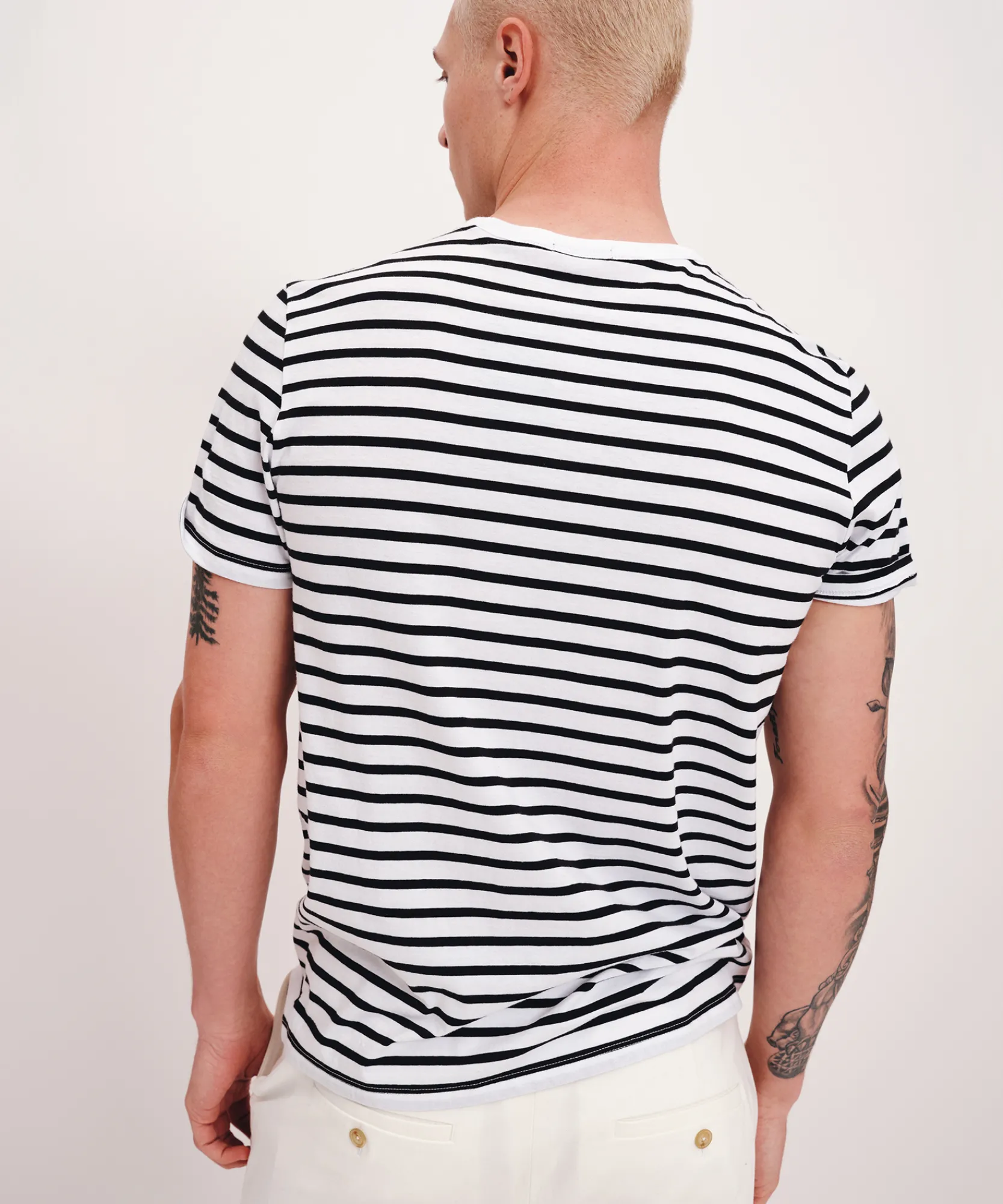 Classic Jersey Stripe Short Sleeve Crew Neck Tee -|ATM Anthony Thomas Melillo Sale