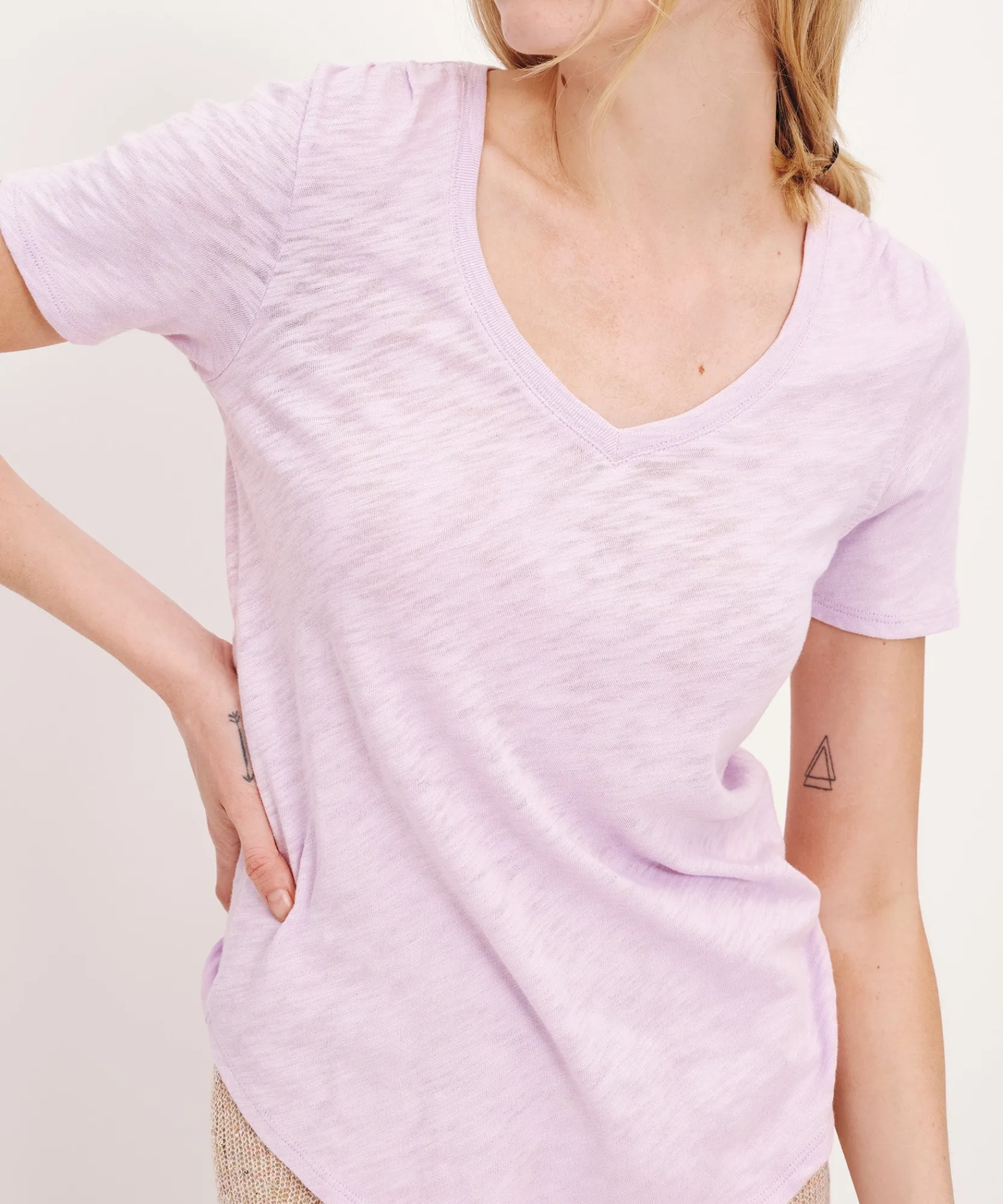 Slub Jersey Classic Short Sleeve V-Neck Tee -|ATM Anthony Thomas Melillo Sale