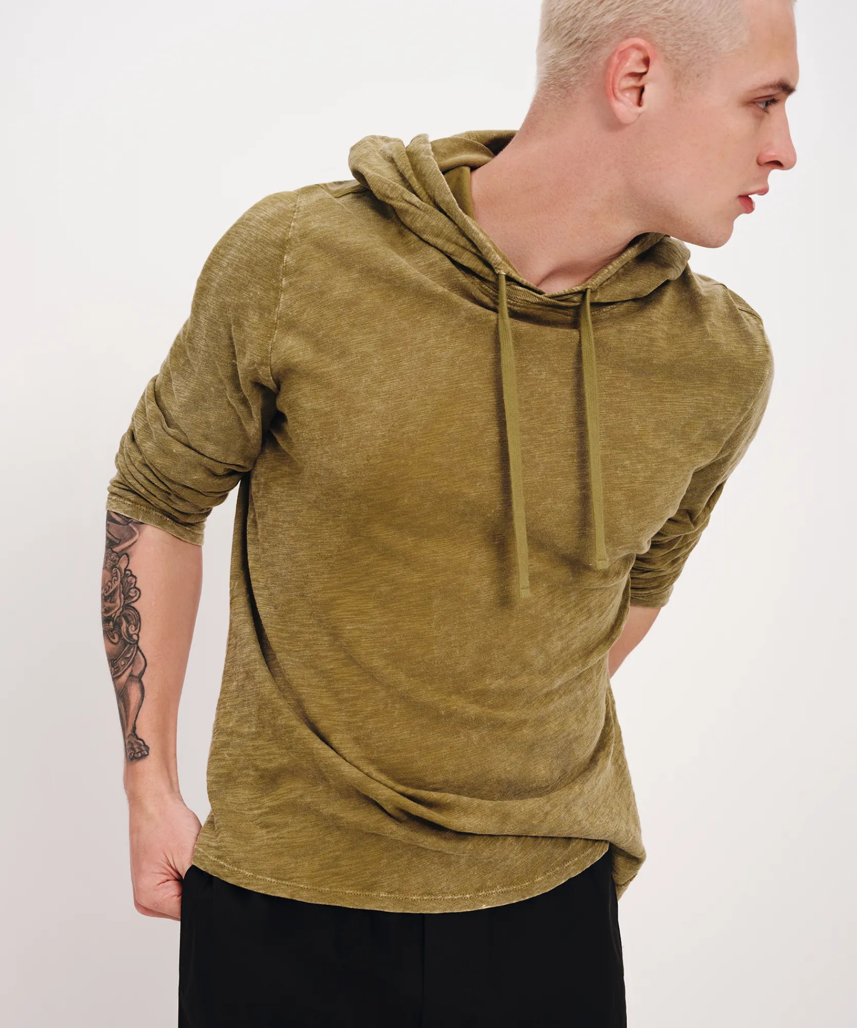 Slub Jersey With Chroma Wash Long Sleeve Hoodie -|ATM Anthony Thomas Melillo Online