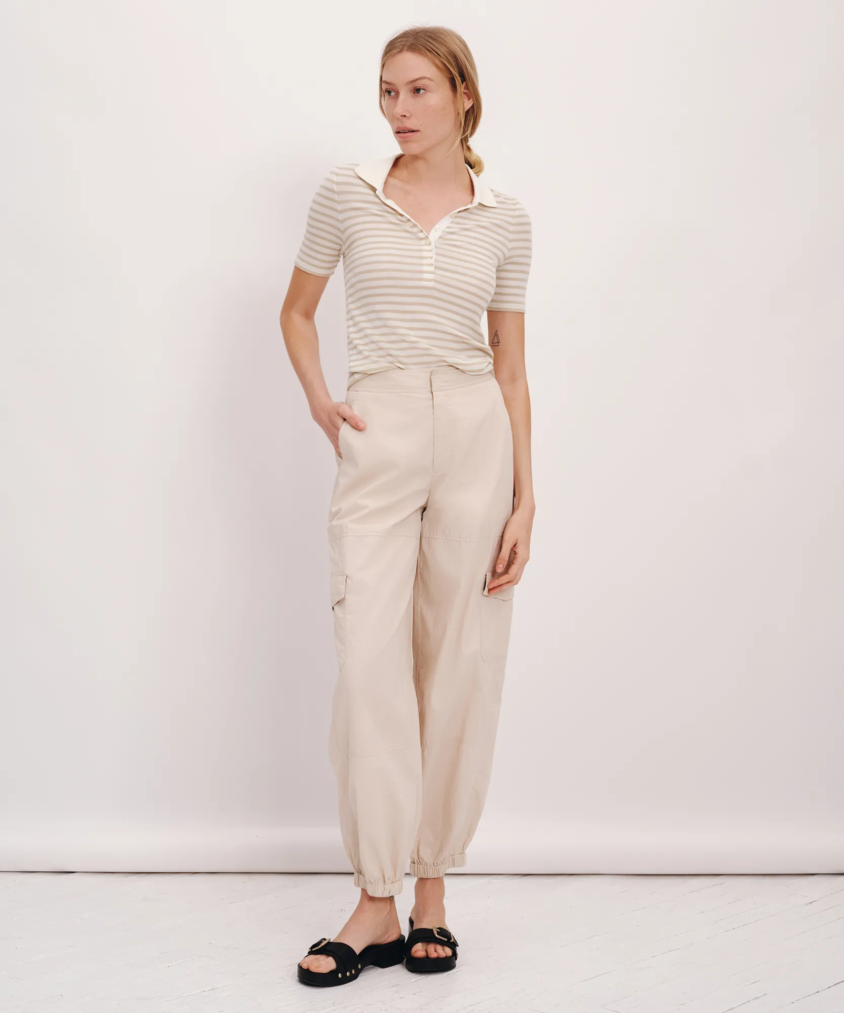 Modal Rib Stripe Short Sleeve Henley Tee -|ATM Anthony Thomas Melillo Sale