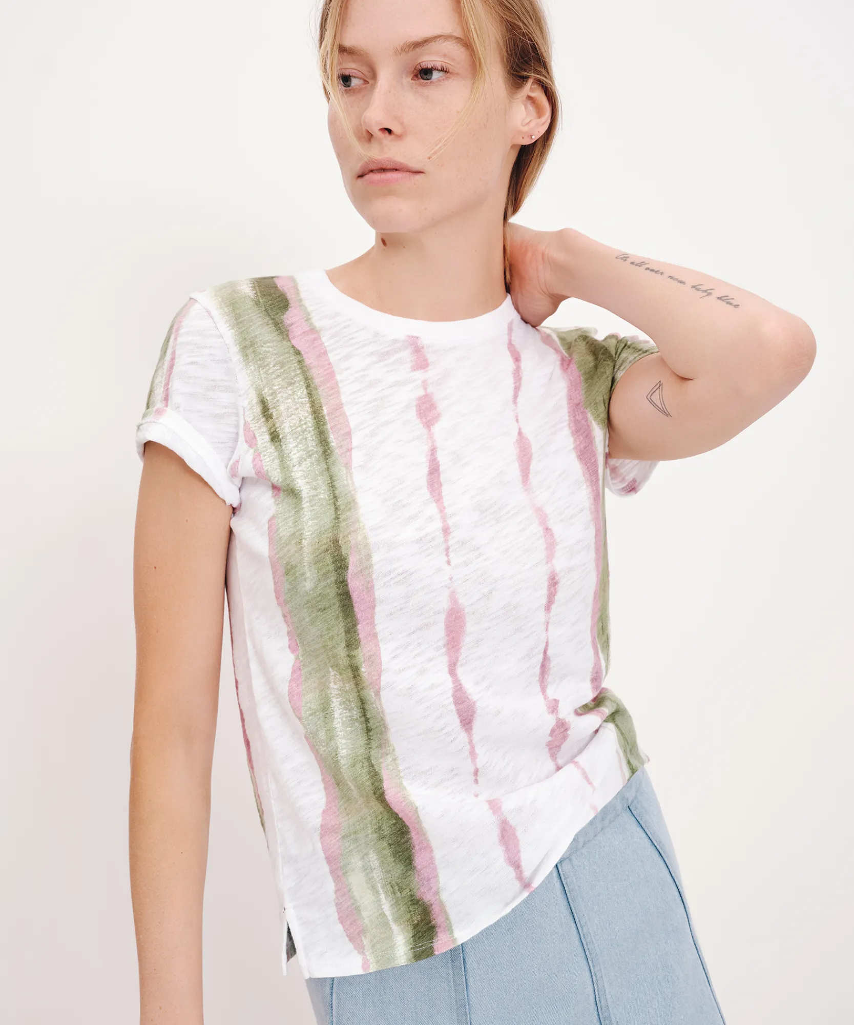 Slub Jersey With Paintstroke Schoolboy Short Sleeve Crew Neck Tee -|ATM Anthony Thomas Melillo Best