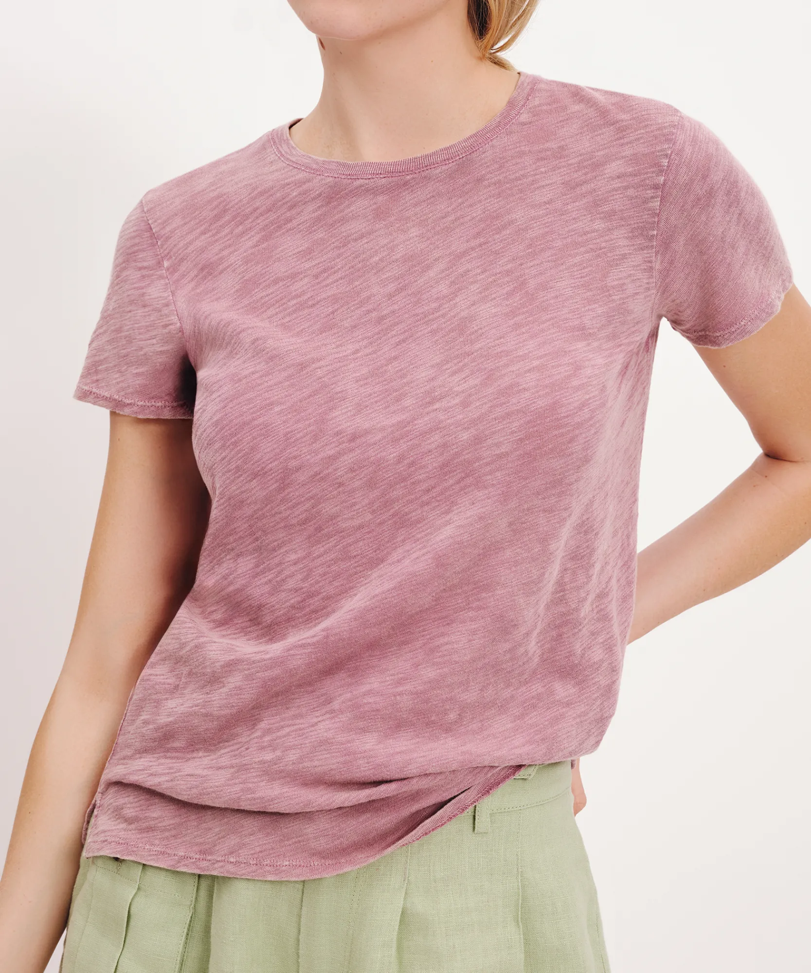 Slub Jersey With Chroma Wash Schoolboy Short Sleeve Crew Neck Tee -|ATM Anthony Thomas Melillo Outlet