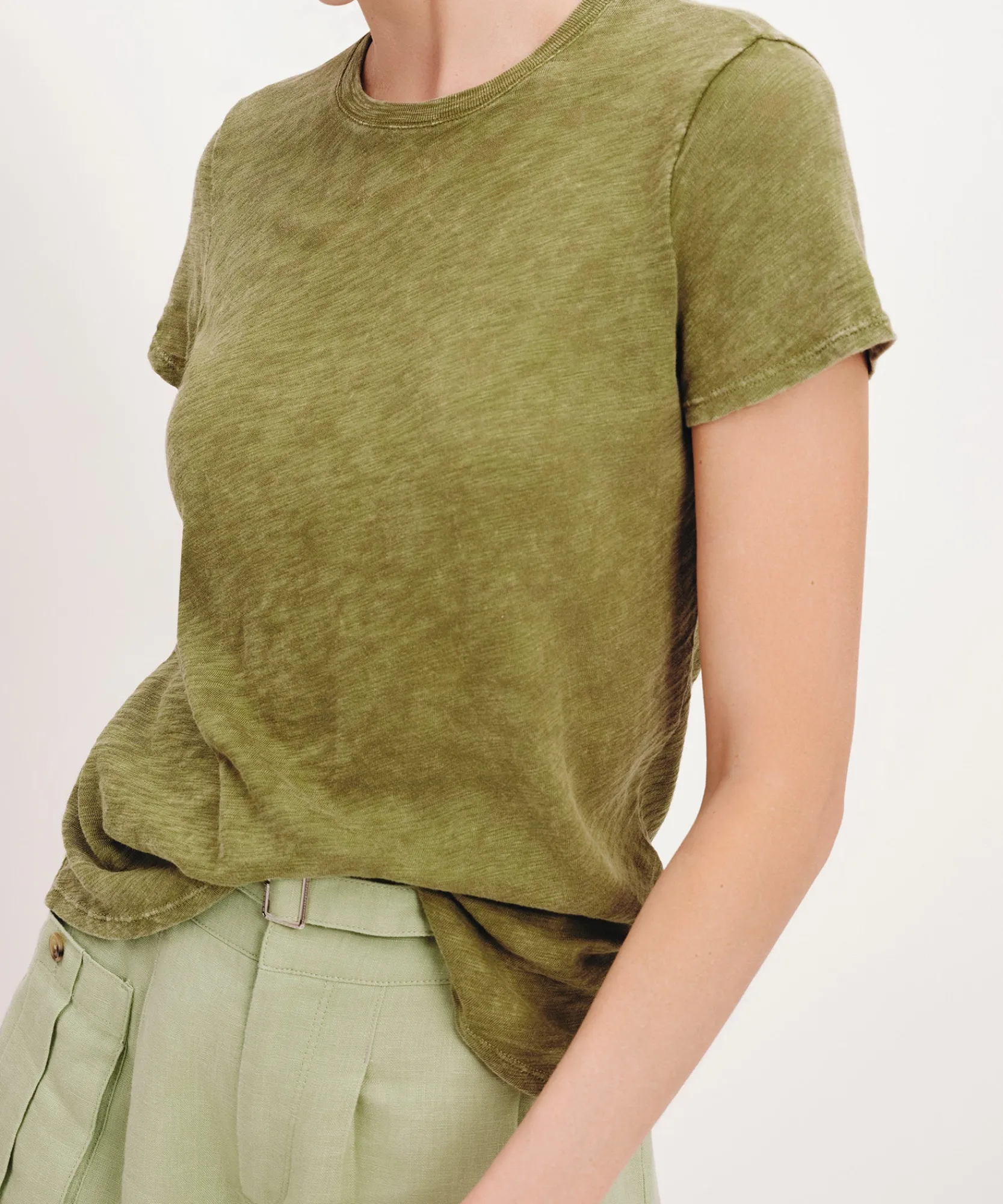 Slub Jersey With Chroma Wash Schoolboy Short Sleeve Crew Neck Tee -|ATM Anthony Thomas Melillo New