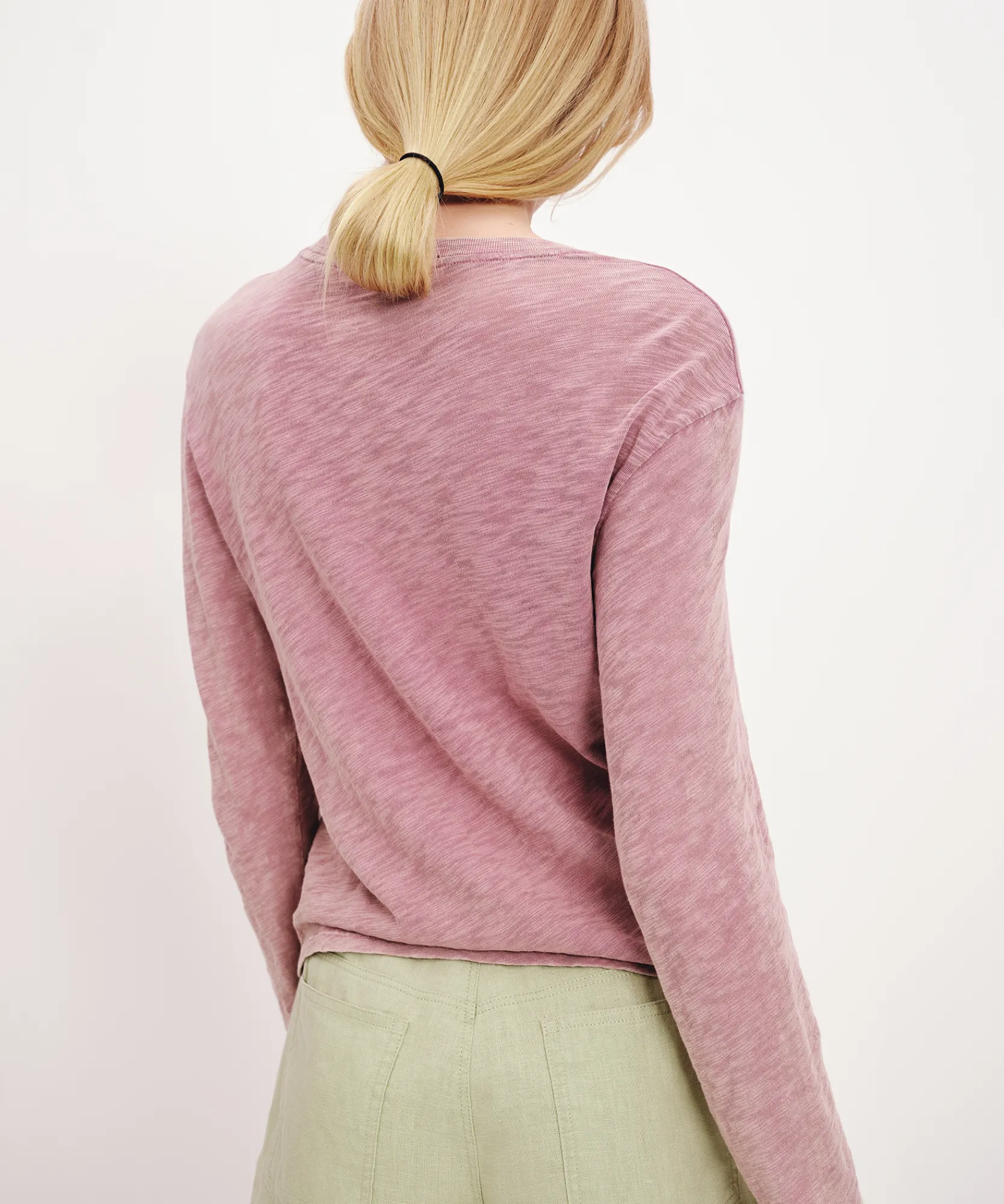 Slub Jersey With Chroma Wash Long Sleeve Crop Tee -|ATM Anthony Thomas Melillo Clearance