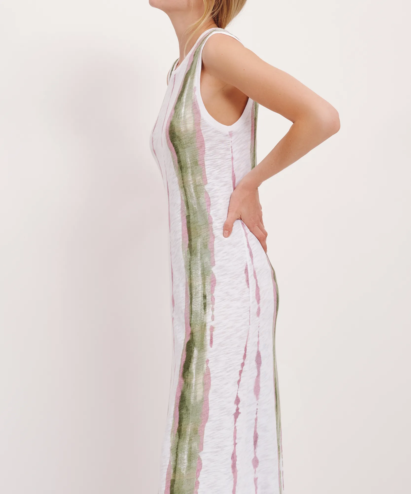 Slub Jersey With Paintstroke Sleeveless Maxi Dress -|ATM Anthony Thomas Melillo Sale