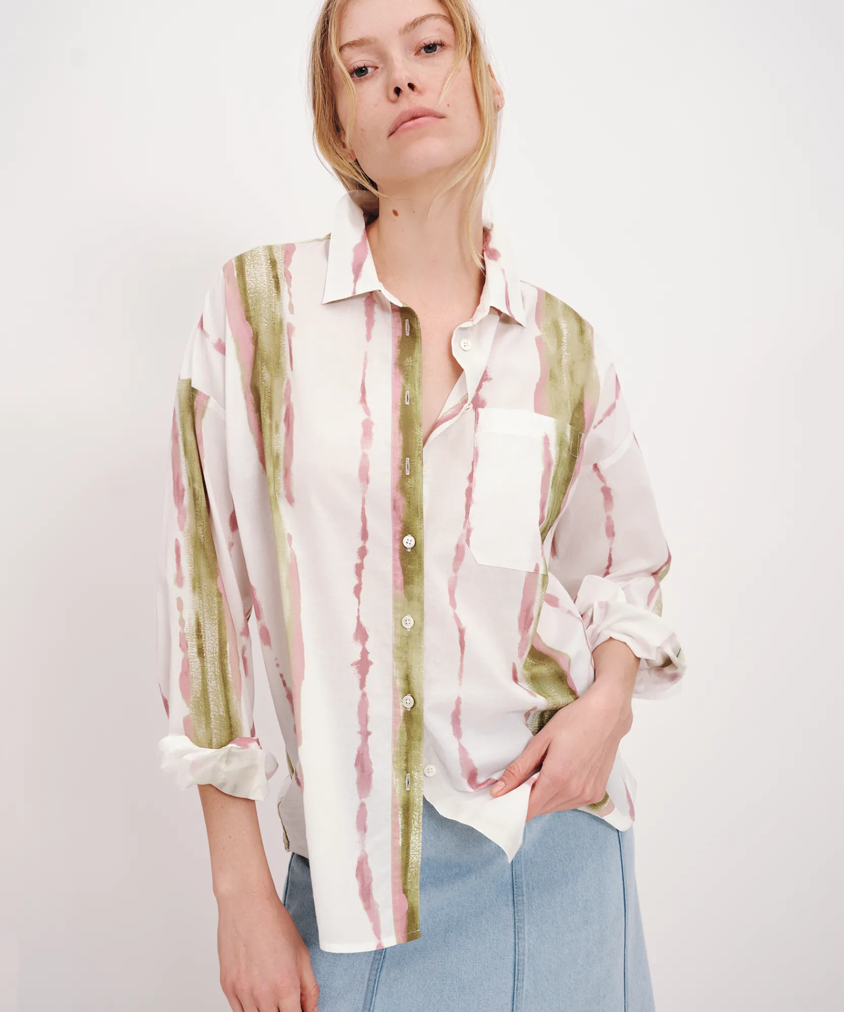 Lightweight Shirting With Paintstroke Boyfriend Shirt -|ATM Anthony Thomas Melillo Sale