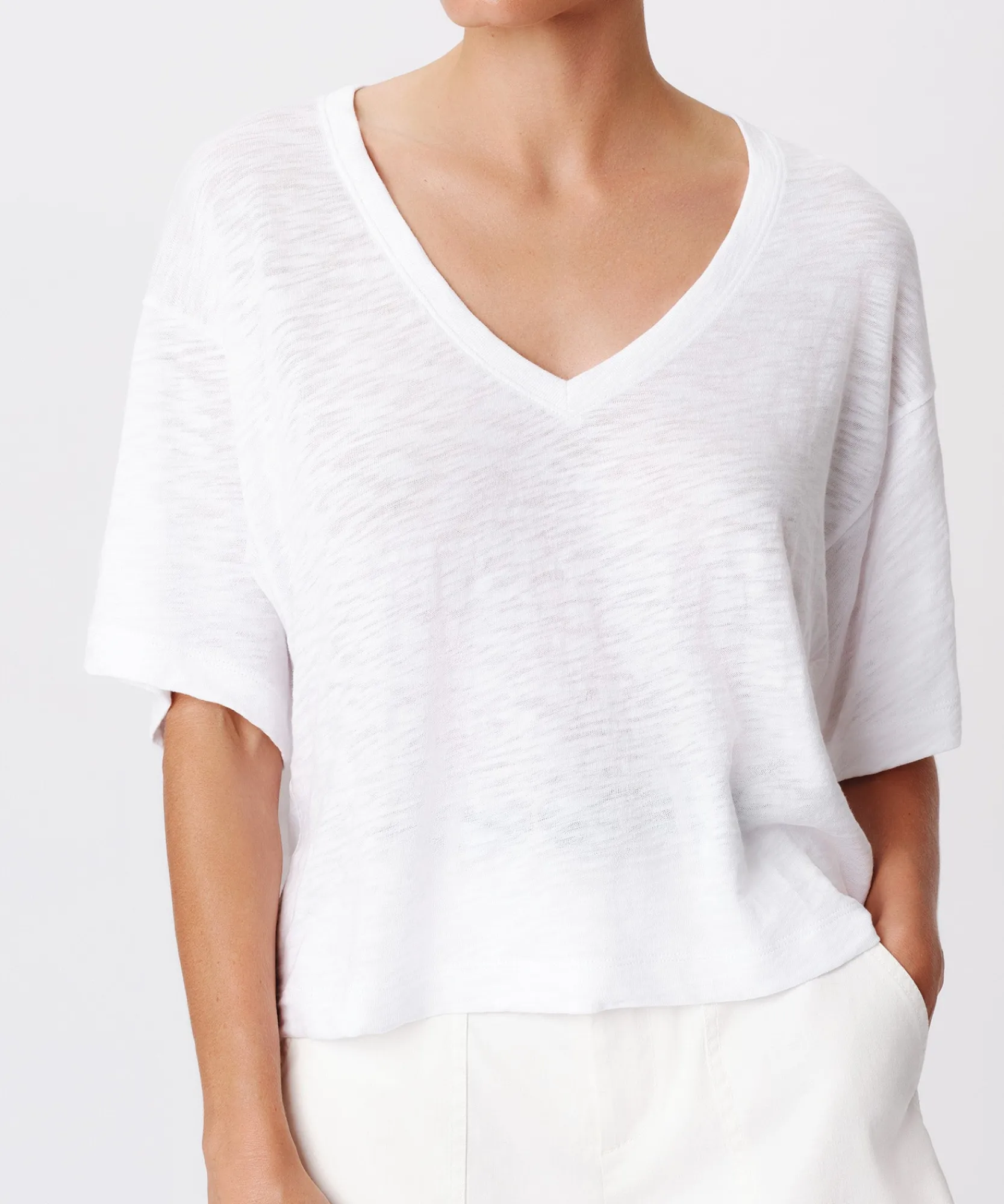 Slub Jersey V-Neck Tee -|ATM Anthony Thomas Melillo Fashion