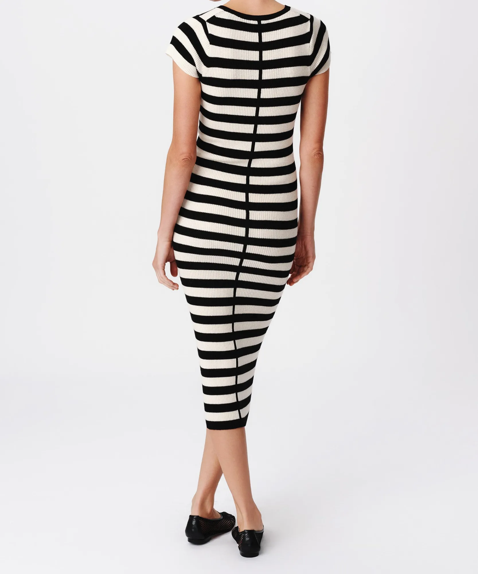 Wool Blend Striped Cap Sleeve Dress -|ATM Anthony Thomas Melillo Best