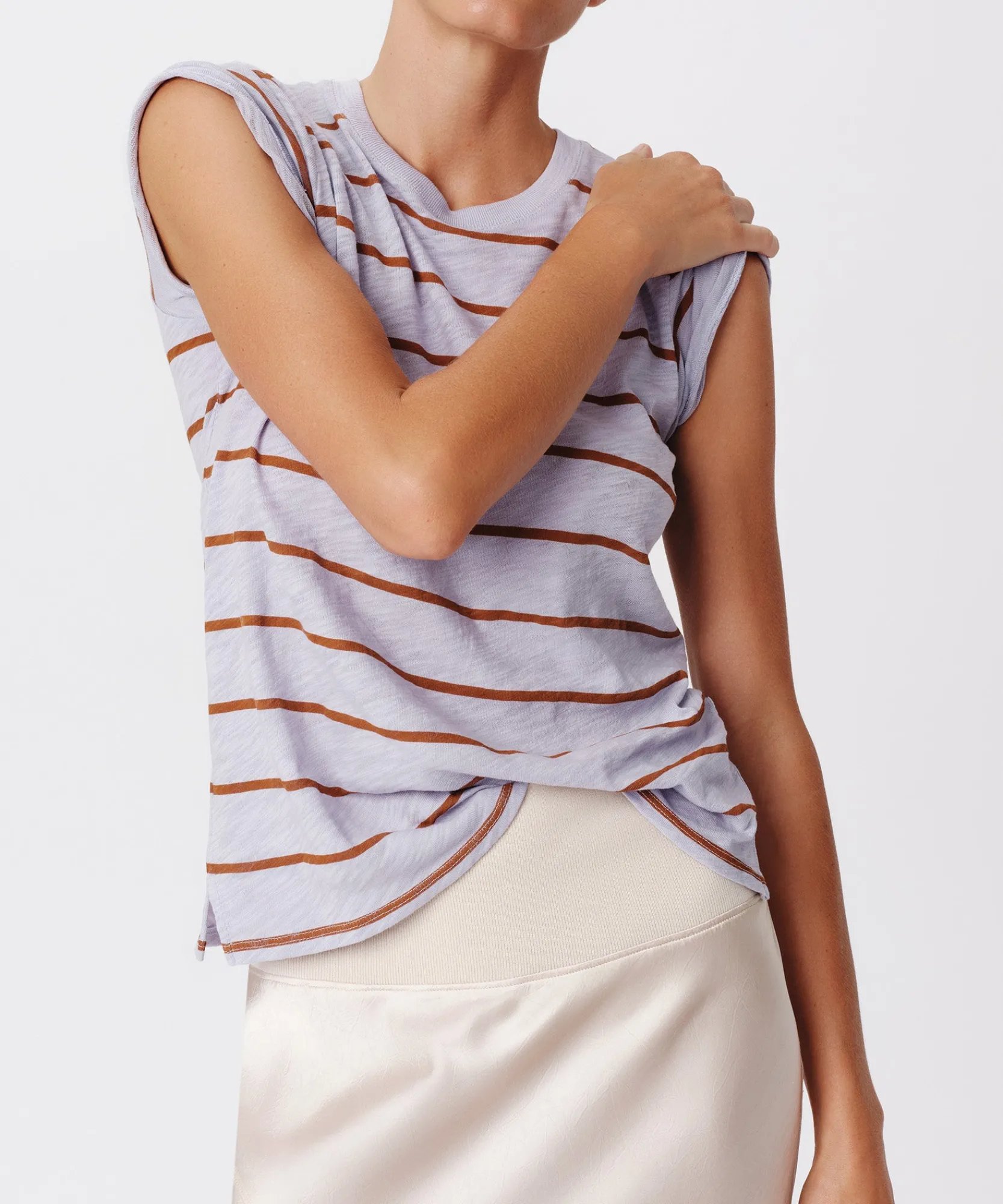 Slub Jersey Stripe Schoolboy Short Sleeve Crew Neck Tee -|ATM Anthony Thomas Melillo Discount