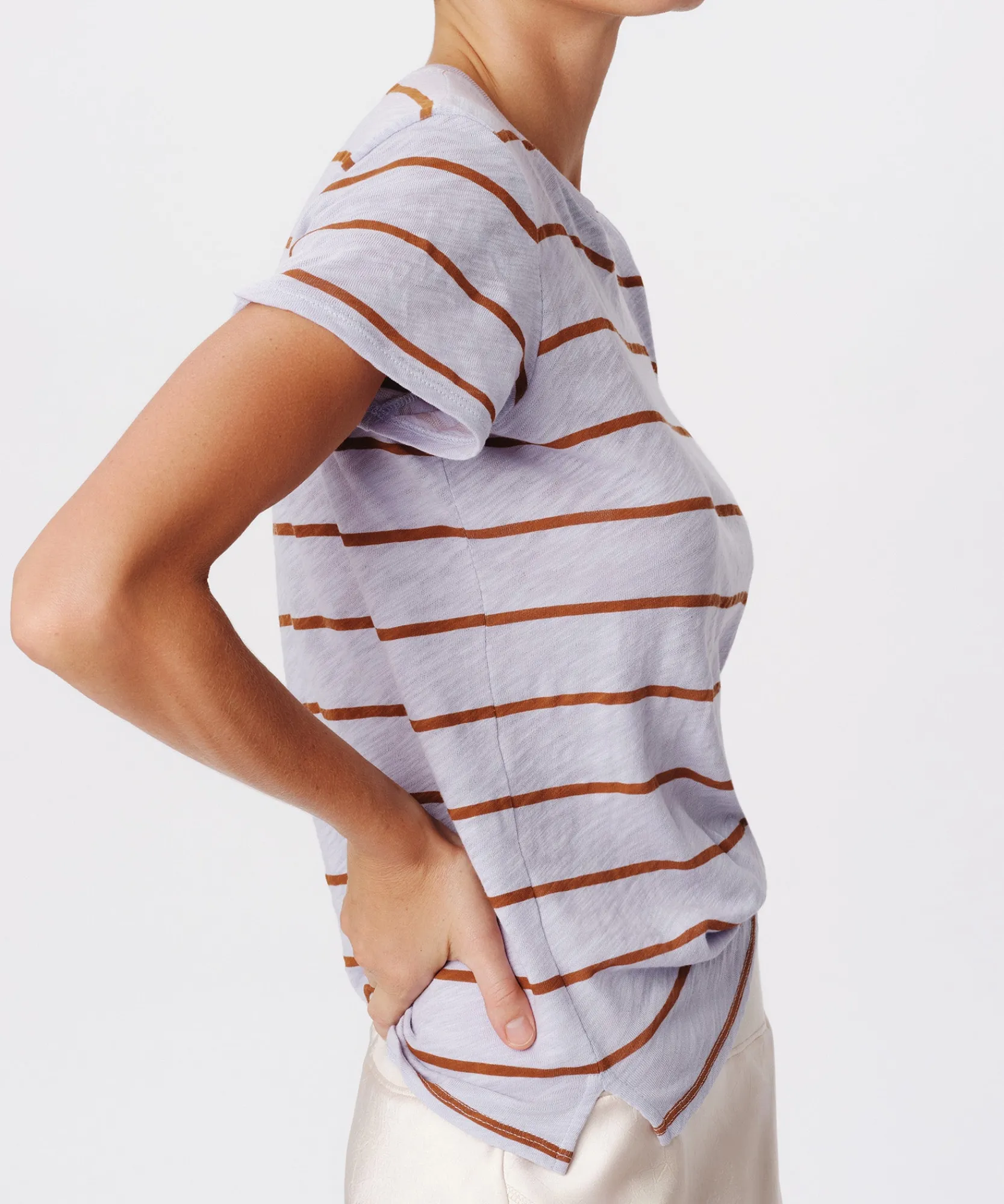 Slub Jersey Stripe Schoolboy Short Sleeve Crew Neck Tee -|ATM Anthony Thomas Melillo Discount