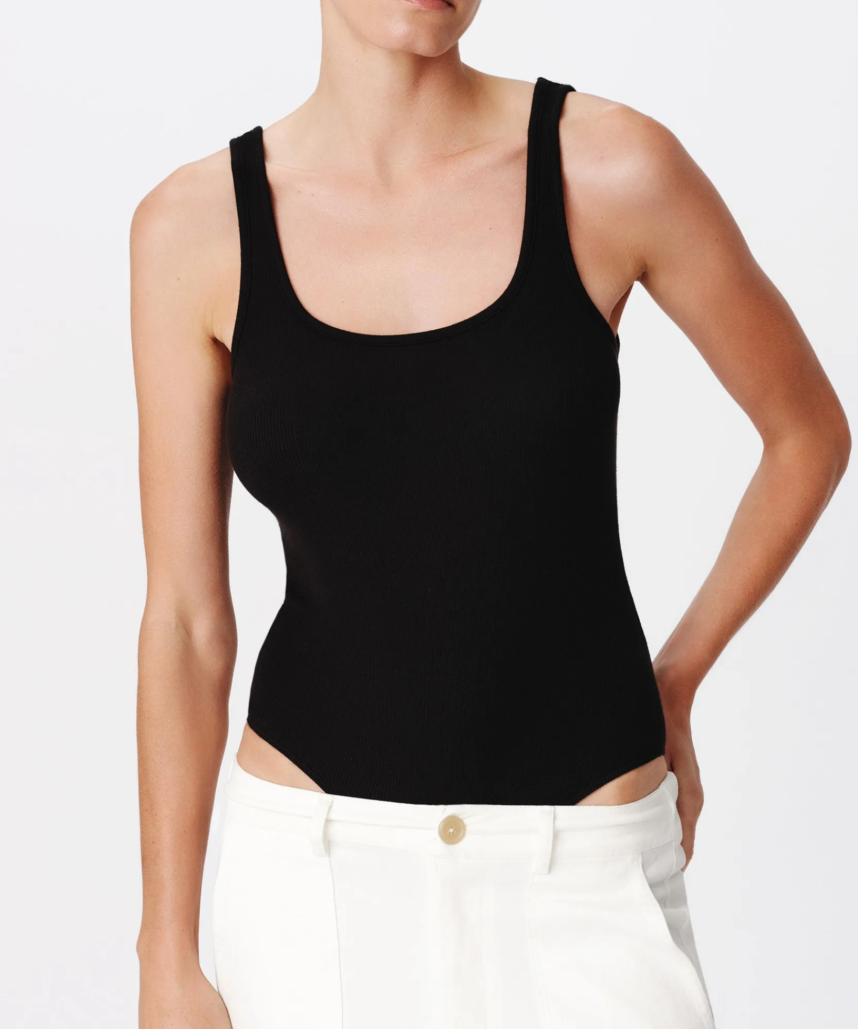 Modal Rib Square Neck Bodysuit -|ATM Anthony Thomas Melillo Clearance