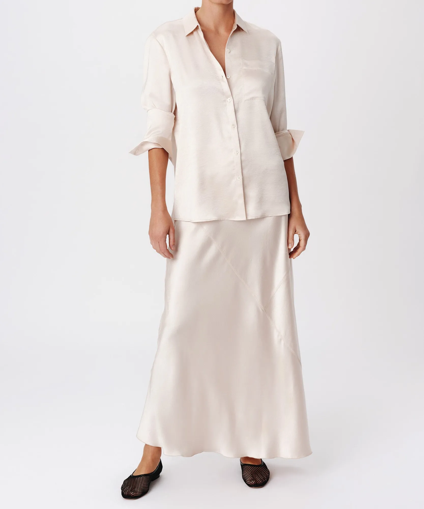 Cracked Satin Boyfriend Shirt -|ATM Anthony Thomas Melillo Fashion