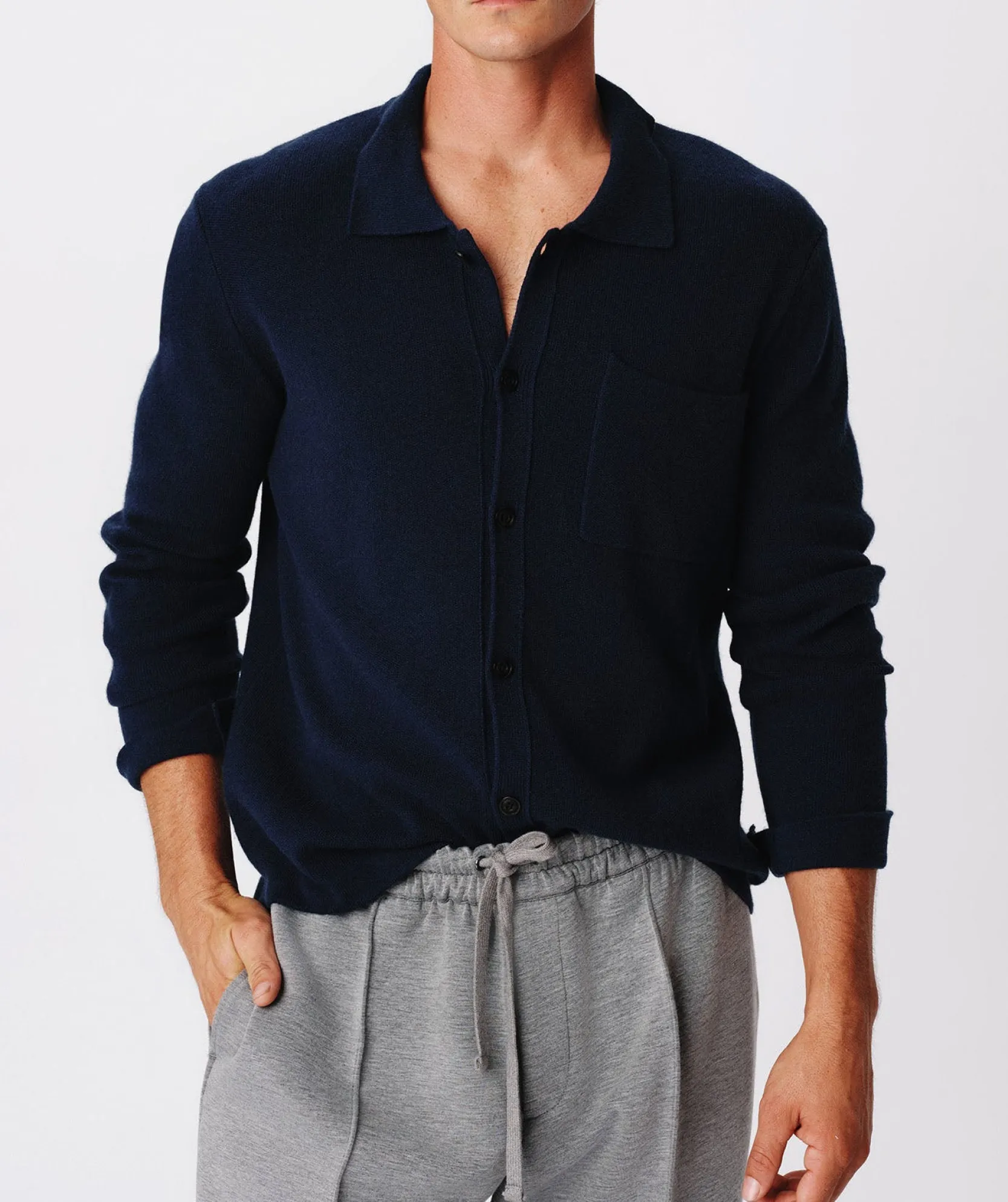 Merino Wool Cotton Cashmere Blend Cardigan Jacket -|ATM Anthony Thomas Melillo Best