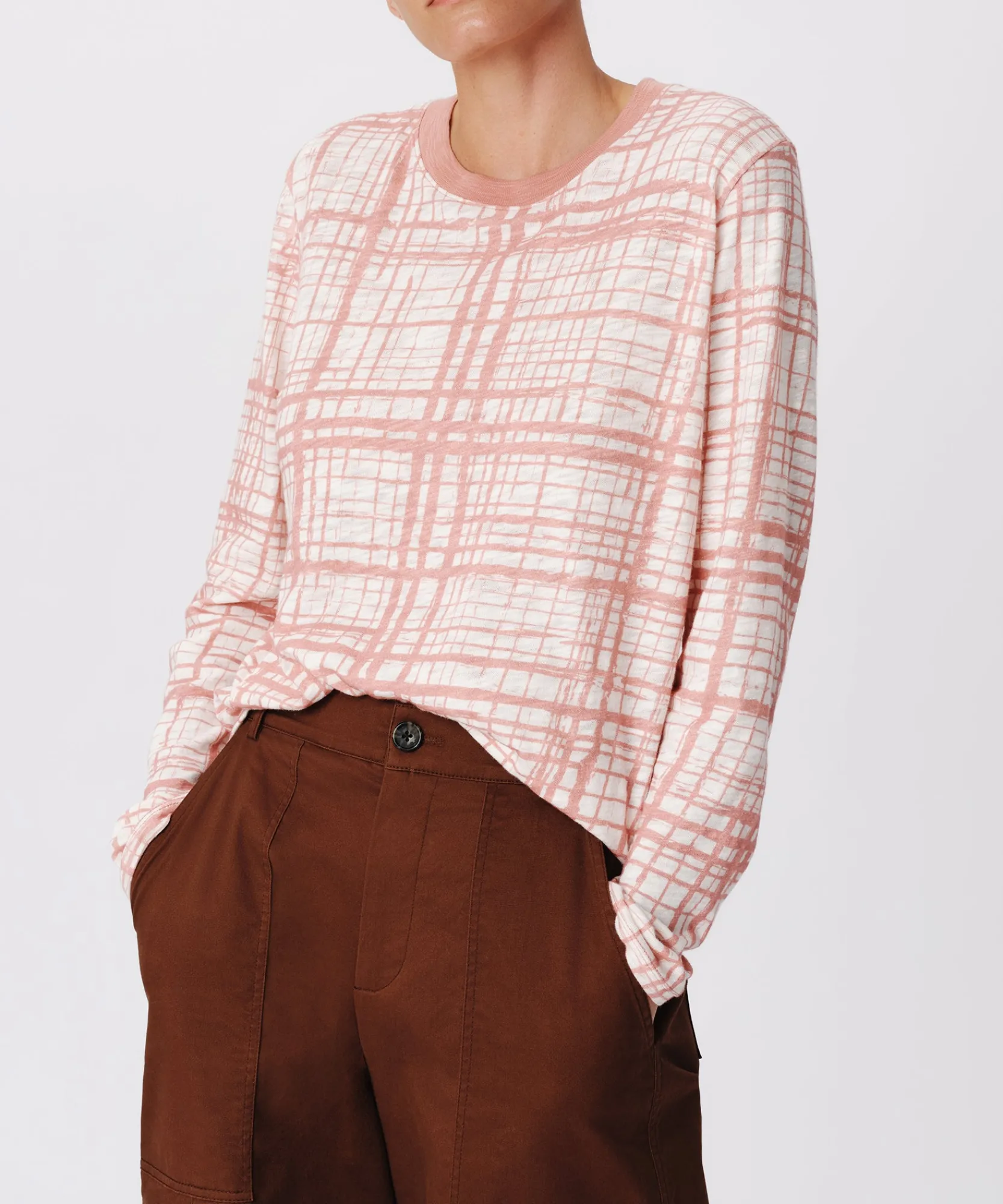 Slub Jersey With Crosshatch Long Sleeve Tee -|ATM Anthony Thomas Melillo Online