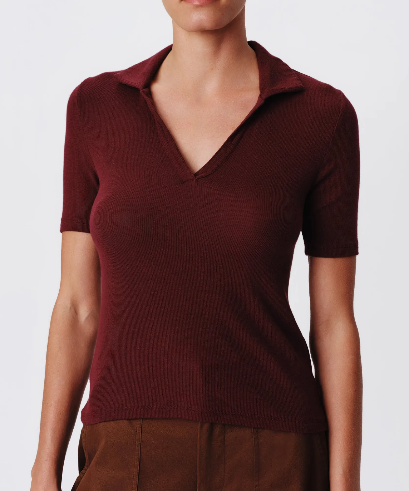 Modal Rib Split Neck Top -|ATM Anthony Thomas Melillo Discount
